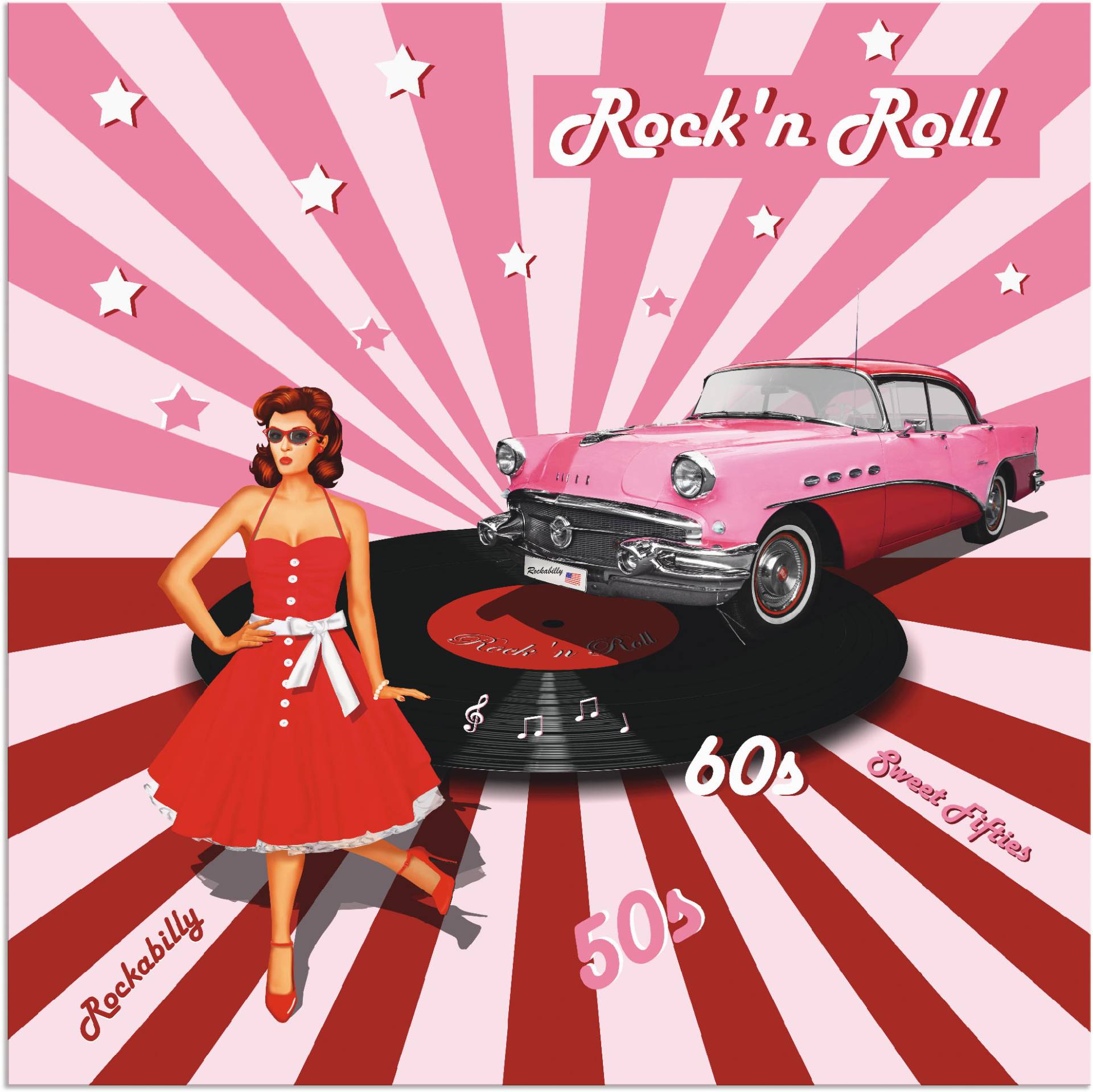 Artland Wandbild »Rock'n Roll die 50er Jahre«, Auto, (1 St.), als Alubild, Outdoorbild, Leinwandbild, Poster, Wandaufkleber von Artland