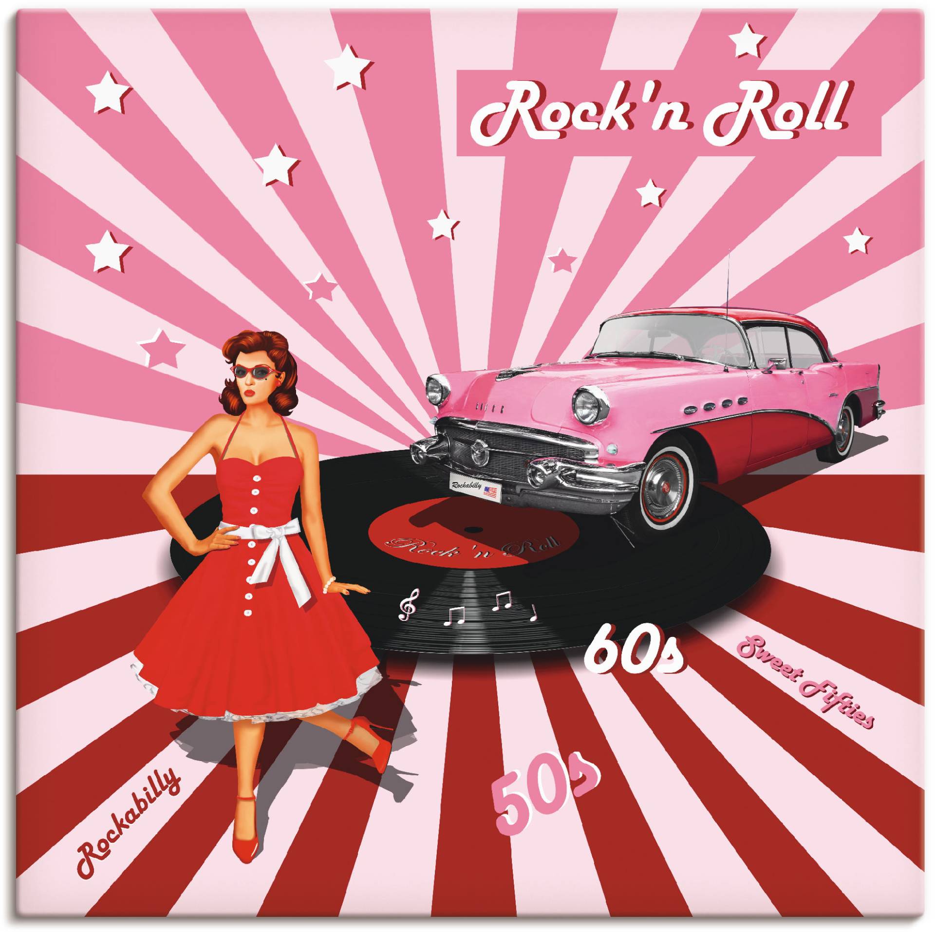 Artland Wandbild »Rock'n Roll die 50er Jahre«, Auto, (1 St.), als Alubild, Outdoorbild, Leinwandbild, Poster, Wandaufkleber von Artland