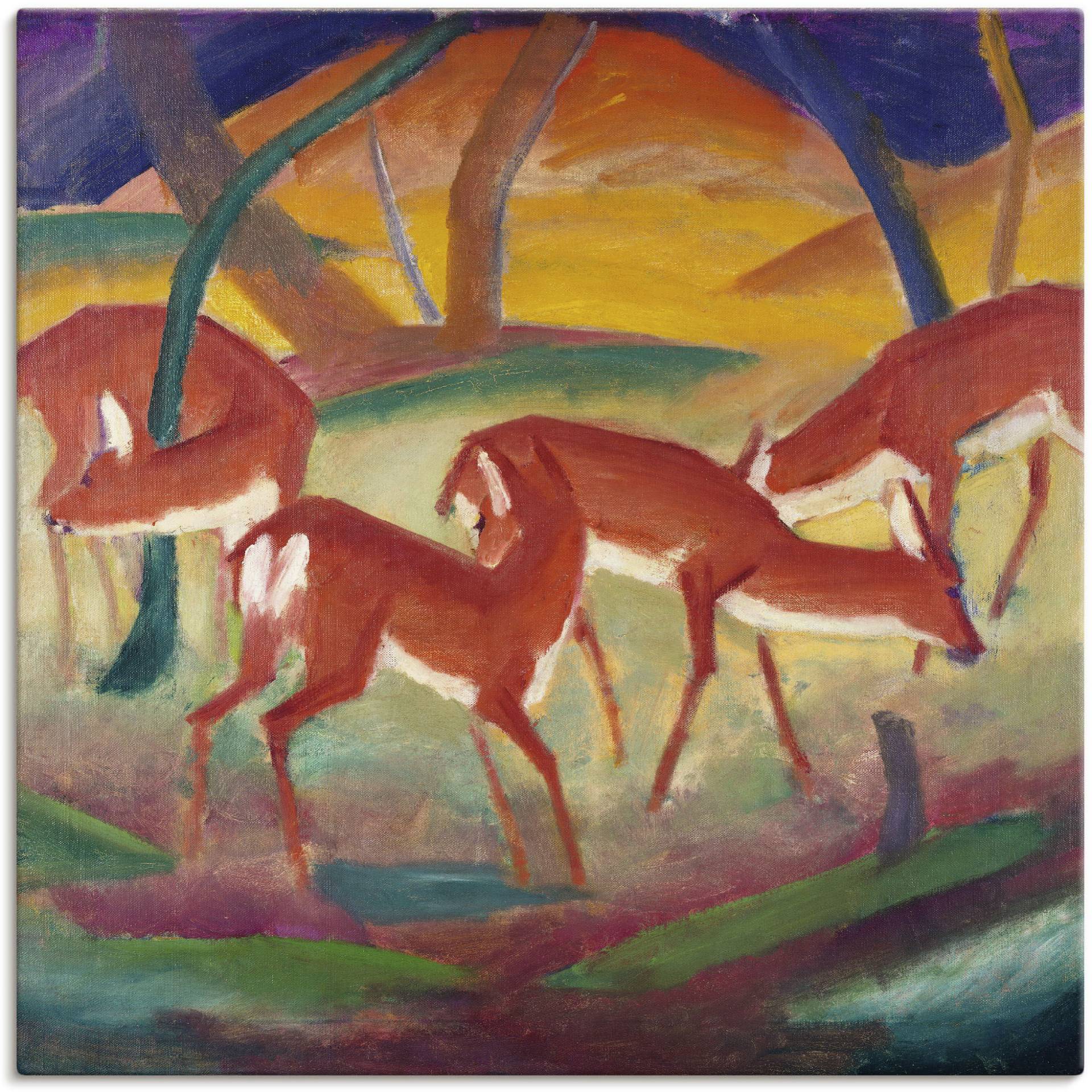 Artland Wandbild »Rote Rehe I. 1910«, Wildtiere, (1 St.), als Alubild, Leinwandbild, Wandaufkleber oder Poster in versch. Grössen von Artland