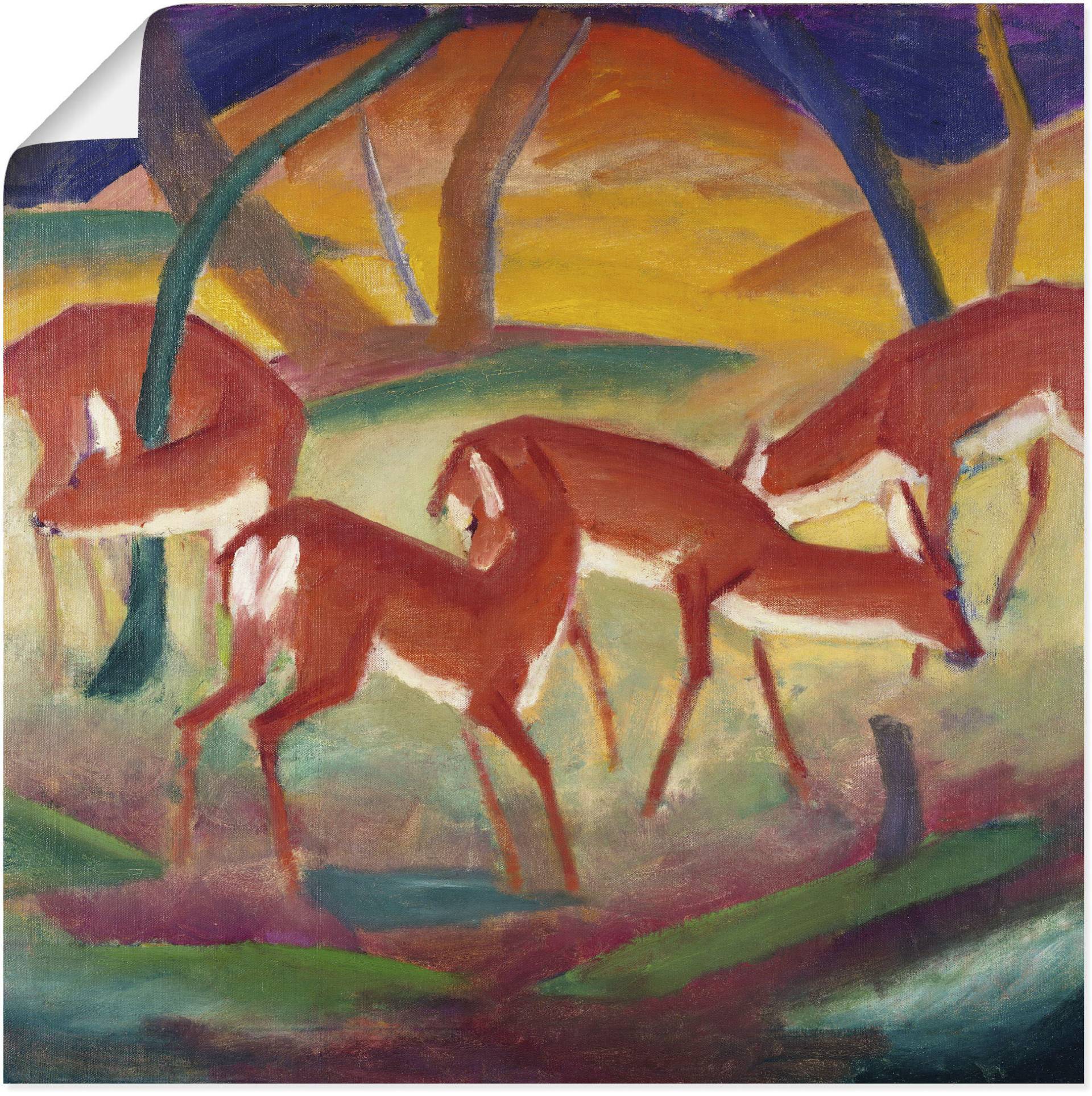 Artland Wandbild »Rote Rehe I. 1910«, Wildtiere, (1 St.), als Alubild, Leinwandbild, Wandaufkleber oder Poster in versch. Grössen von Artland