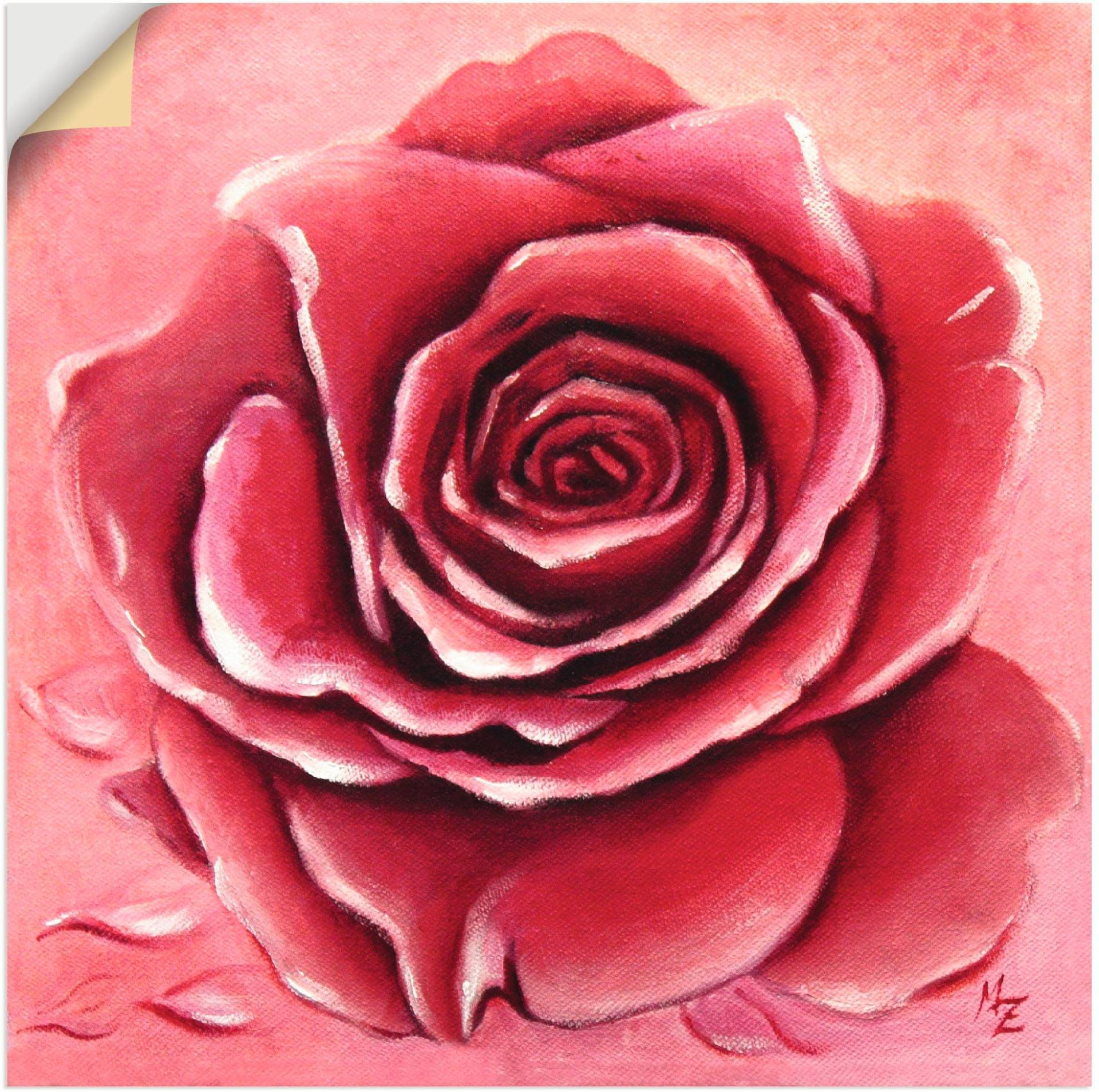 Artland Wandbild »Rote Rose handgemalt«, Blumen, (1 St.), als Alubild, Outdoorbild, Leinwandbild, Wandaufkleber, versch. Grössen von Artland