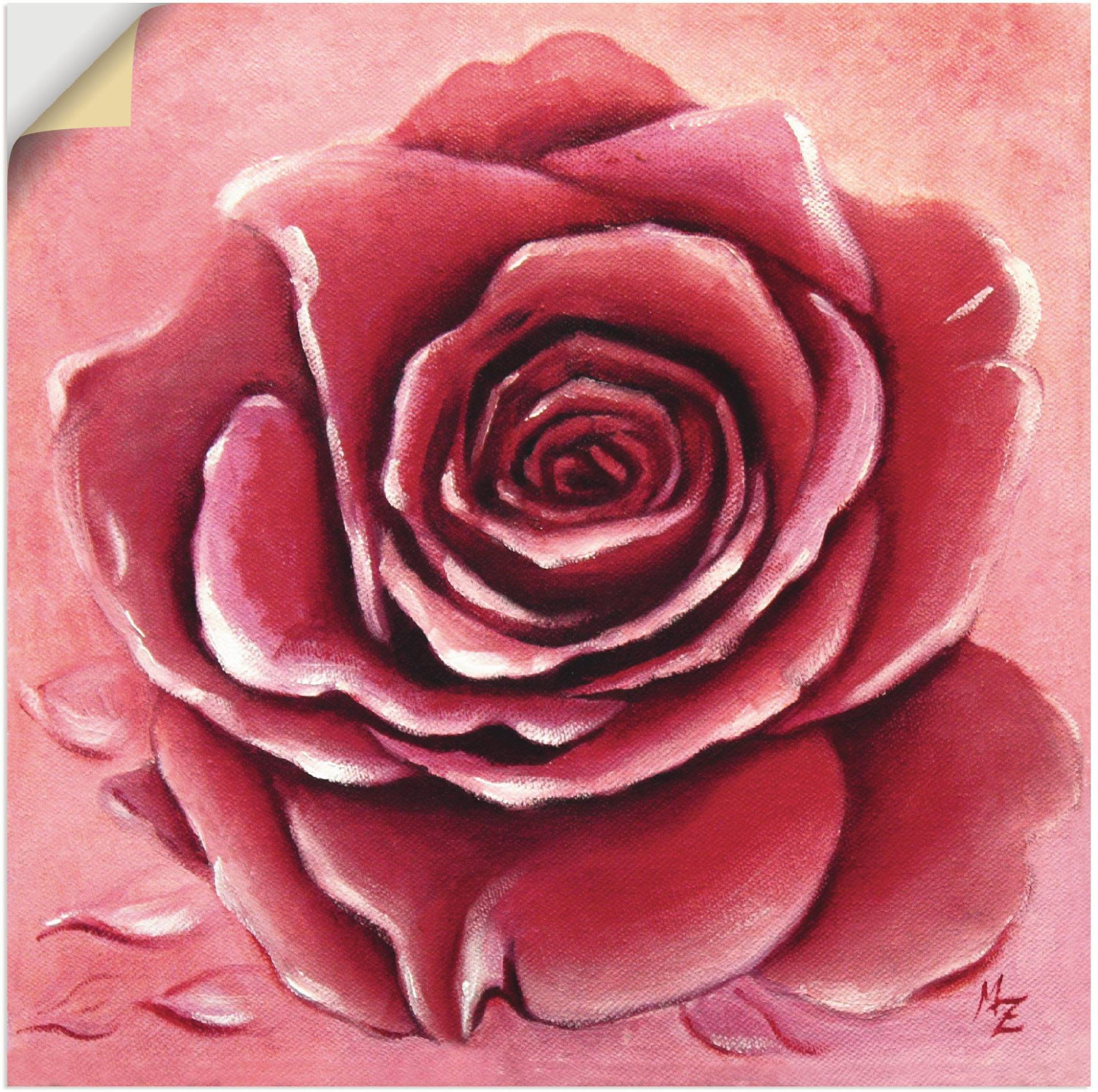 Artland Wandbild »Rote Rose handgemalt«, Blumen, (1 St.), als Alubild, Outdoorbild, Leinwandbild, Wandaufkleber, versch. Grössen von Artland