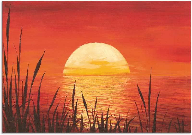 Artland Wandbild »Roter Sonnenuntergang am Ozean«, Bilder vom Sonnenuntergang & -aufgang (1 Stück), in vielen Grössen & Produktarten - Alubild / Outdoorbild, Leinwandbild, Poster, Wandaufkleber / Wandtattoo auch für Badezimmer geeignet von Artland