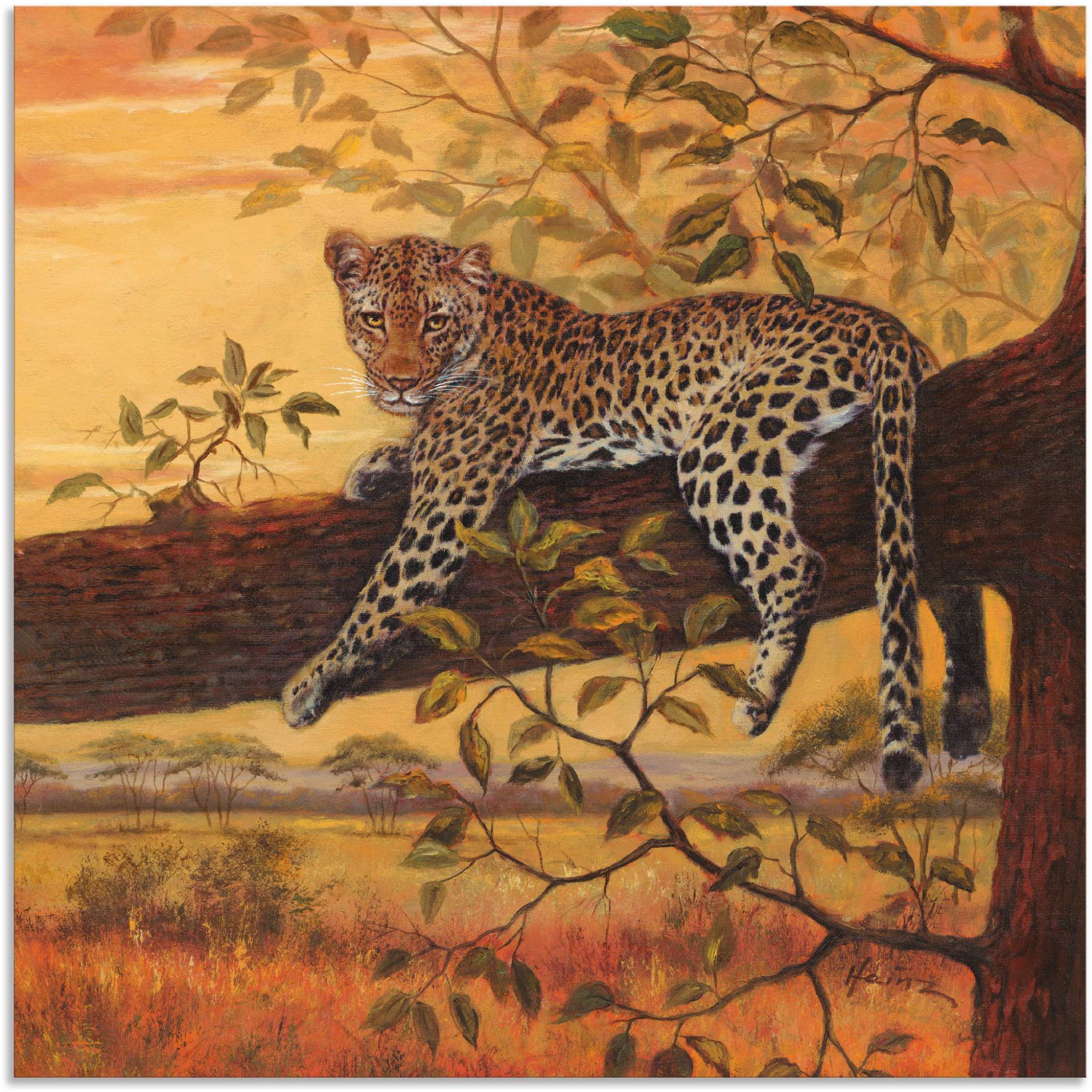 Artland Wandbild »Ruhender Leopard«, Wildtiere, (1 St.), als Leinwandbild, Wandaufkleber in verschied. Grössen von Artland