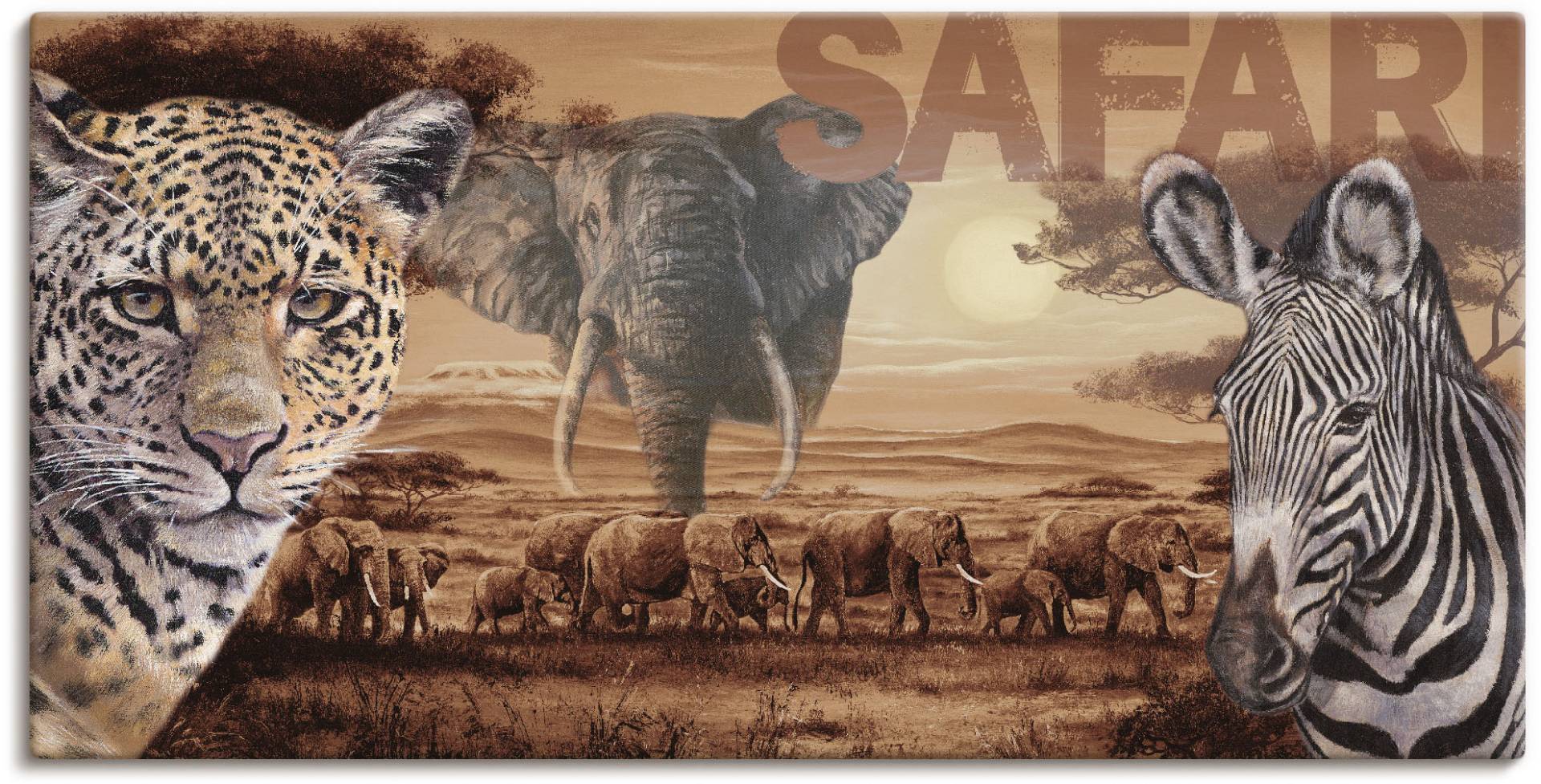 Artland Wandbild »Safari«, Wildtiere, (1 St.), als Alubild, Outdoorbild, Leinwandbild, Wandaufkleber, versch. Grössen von Artland