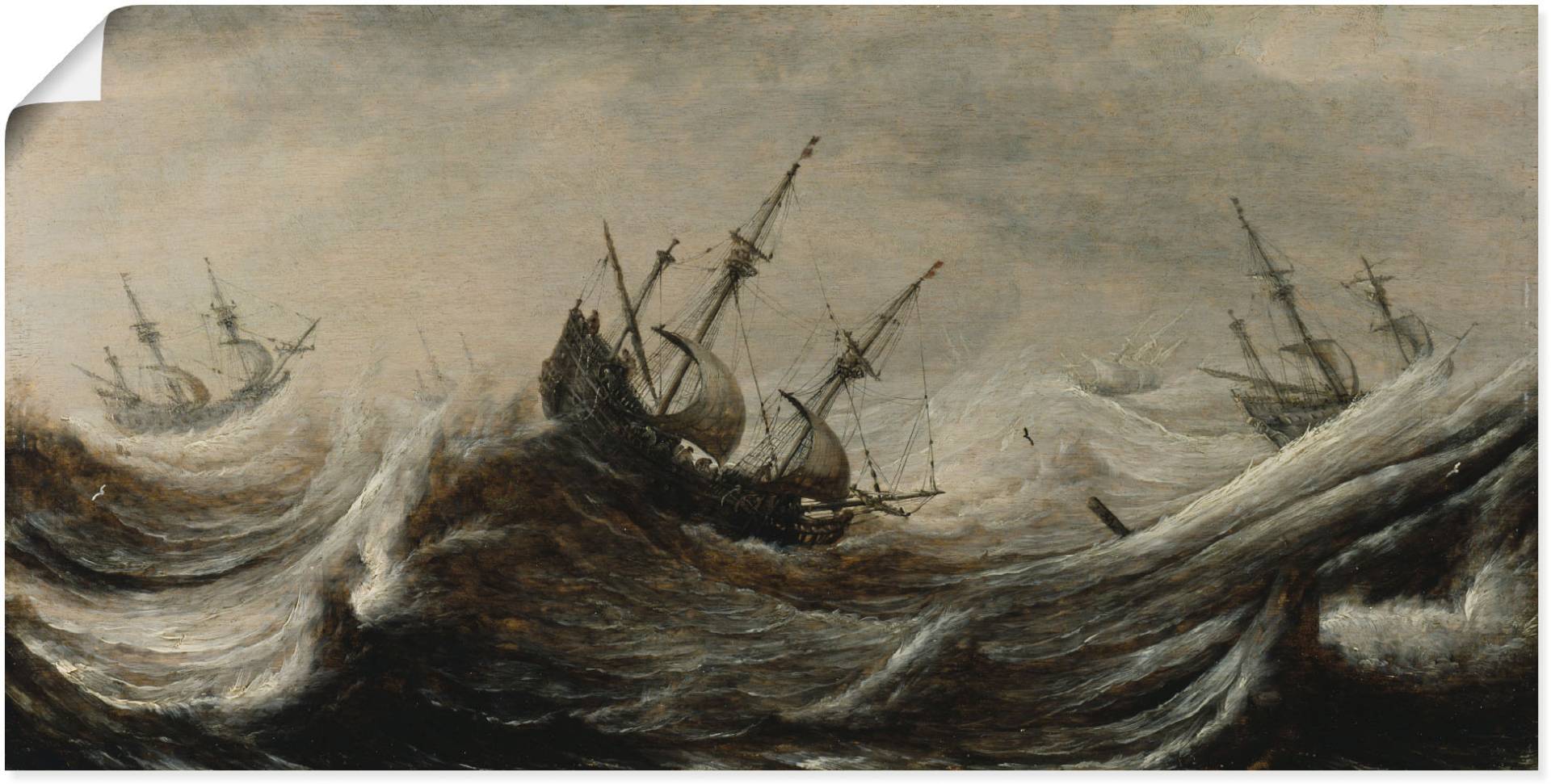 Artland Wandbild »Schiffe in stürmischer See.«, Gewässer, (1 St.), als Leinwandbild, Poster in verschied. Grössen von Artland