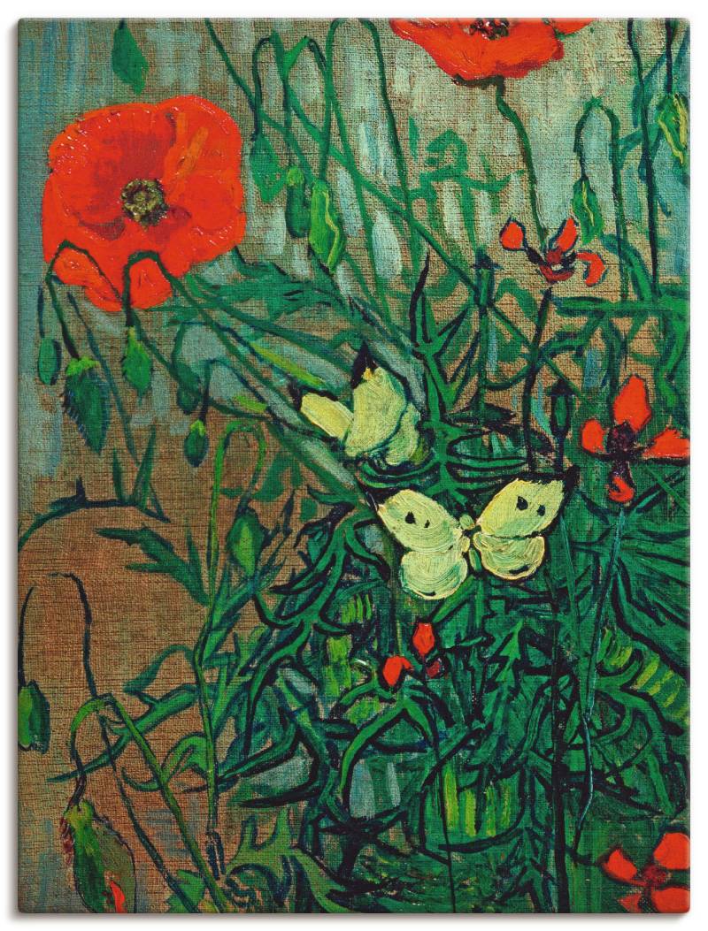 Artland Leinwandbild »Schmetterlinge auf Mohnblüten«, Blumen, (1 St.), auf Keilrahmen gespannt von Artland