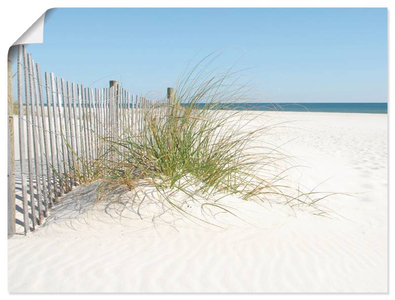 Artland Wandbild »Schöne Sanddüne mit Gräsern und Zaun«, Strand, (1 St.), als Leinwandbild, Poster in verschied. Grössen von Artland