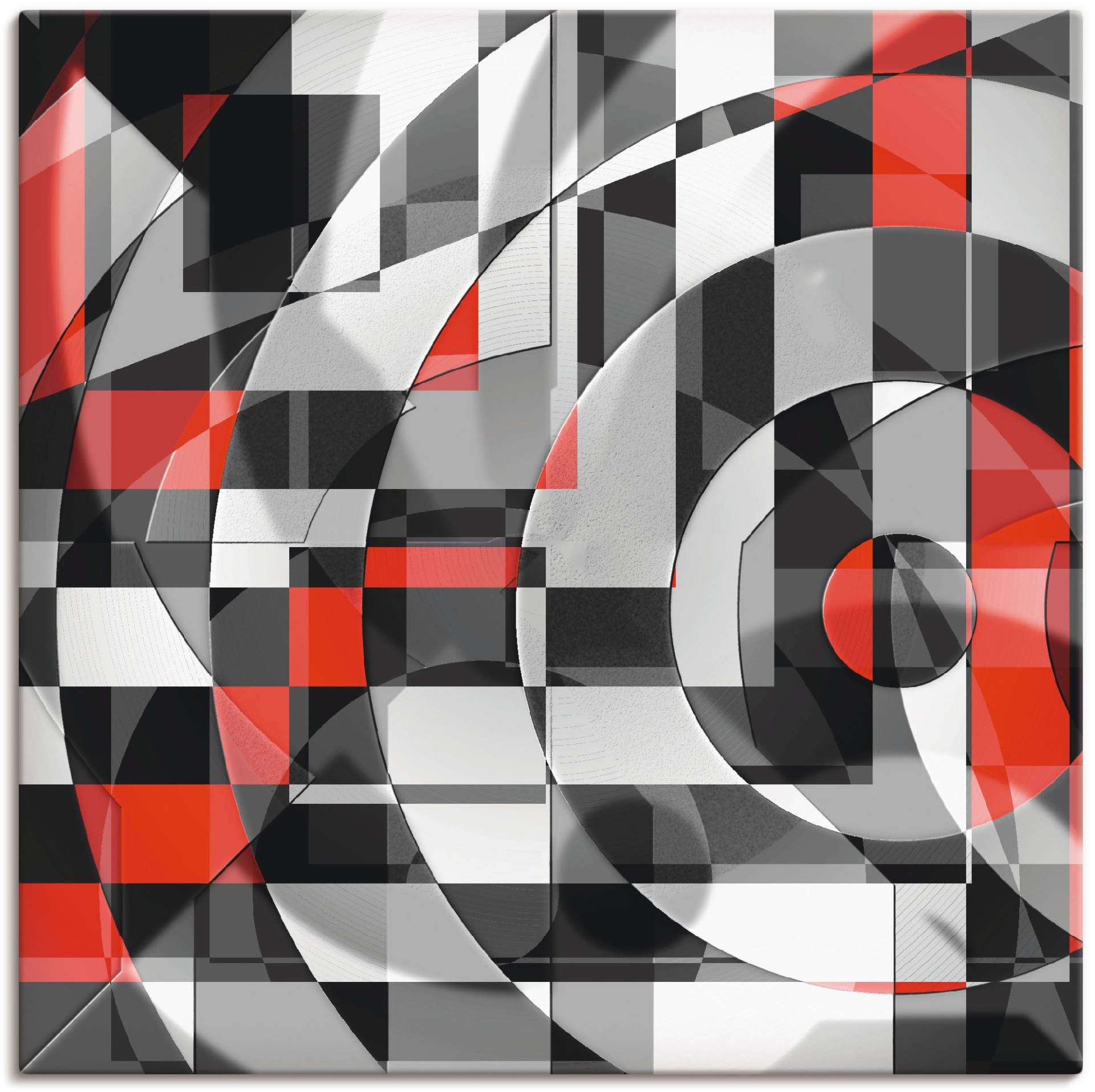 Artland Wandbild »Schwarz weiss trifft rot Version 1«, Muster, (1 St.), als Alubild, Outdoorbild, Leinwandbild in verschied. Grössen von Artland