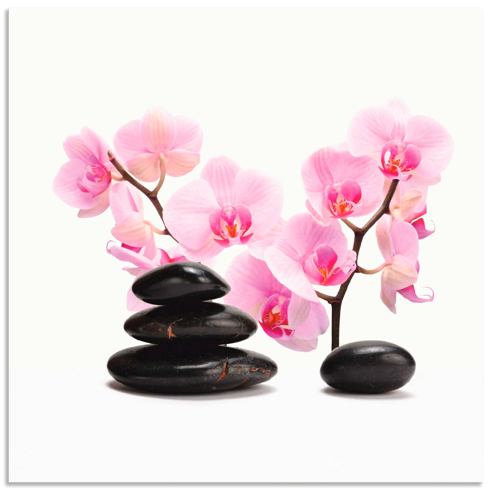 Artland Wandbild »Schwarze Steine und pink Orchidee«, Zen, (1 St.), als Leinwandbild, Poster, Wandaufkleber in verschied. Grössen von Artland