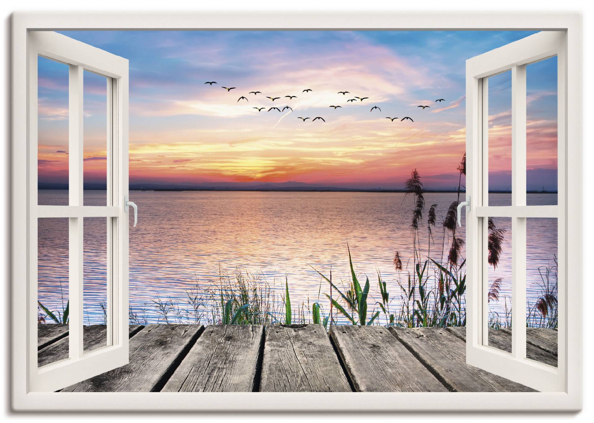 Artland Wandbild »See in den Farben der Wolken«, Fensterblick, (1 St.), als Leinwandbild, Poster, Wandaufkleber in verschied. Grössen Artland Wandbild »See in den Farben der Wolken«, Fensterblick, (1 St.), als Leinwandbild, Poster, Wandaufkleber in verschied. Grössen von Artland