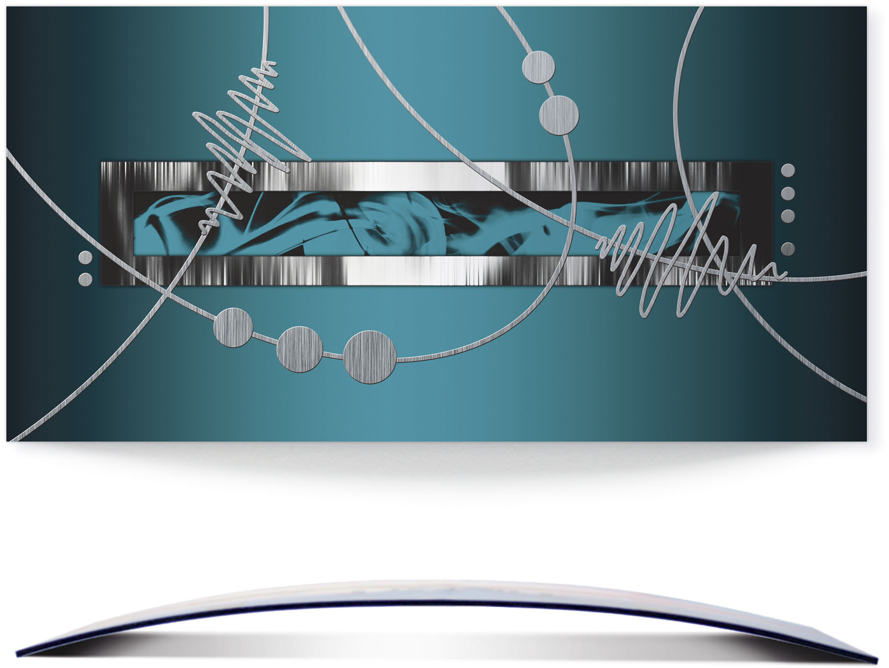 Artland Wandbild »Silber abstrakt auf petrol«, Gegenstandslos, (1 St.), 3D Optik gebogen von Artland
