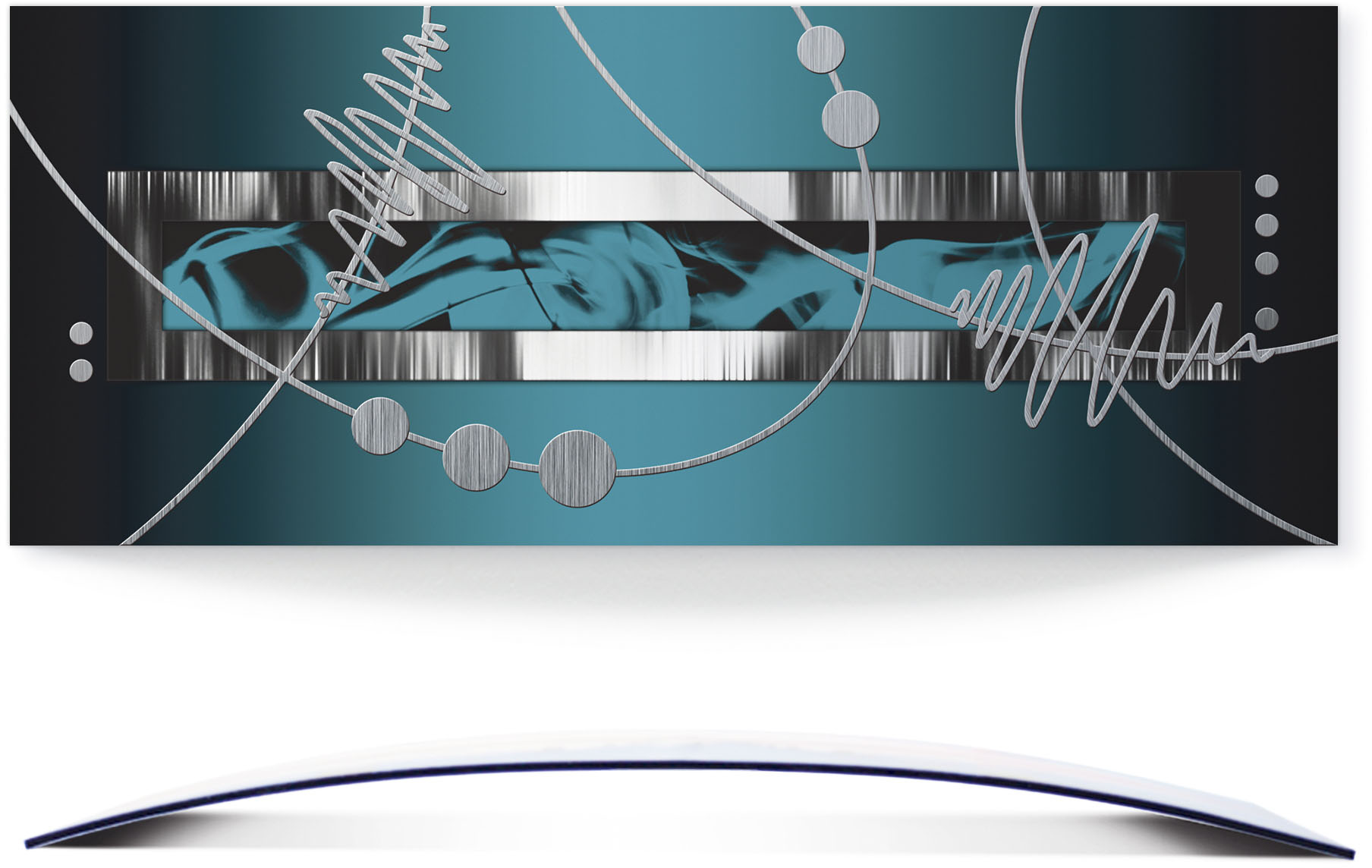 Artland Wandbild »Silber abstrakt auf petrol«, Gegenstandslos, (1 St.), 3D Optik gebogen von Artland