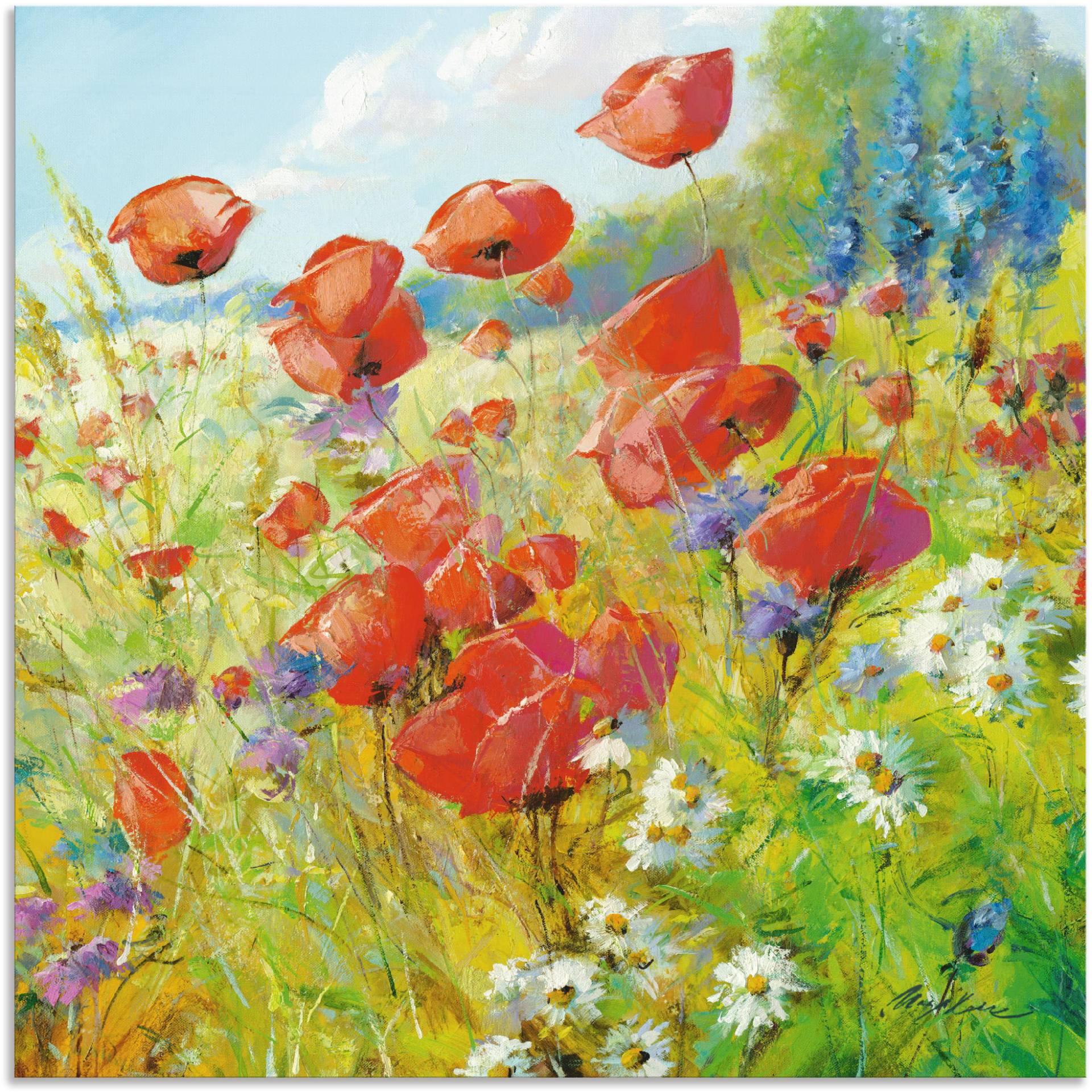 Artland Wandbild »Sommerwiese mit Mohnblumen«, Blumenwiese, (1 St.), als Alubild, Outdoorbild, Leinwandbild, Poster in verschied. Grössen von Artland