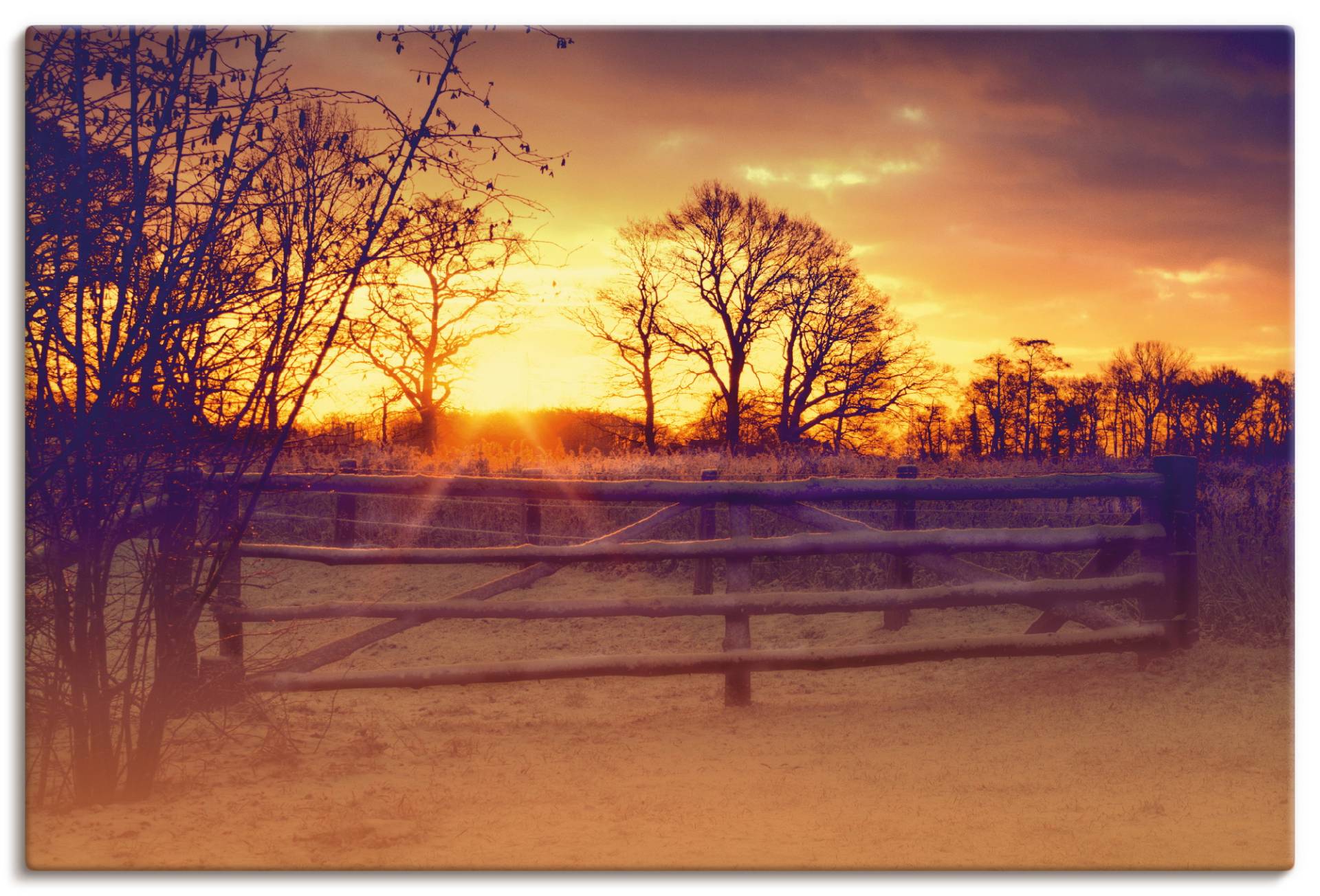 Artland Leinwandbild »Sonnenaufgang im Februar«, Sonnenaufgang & -untergang, (1 St.), auf Keilrahmen gespannt von Artland