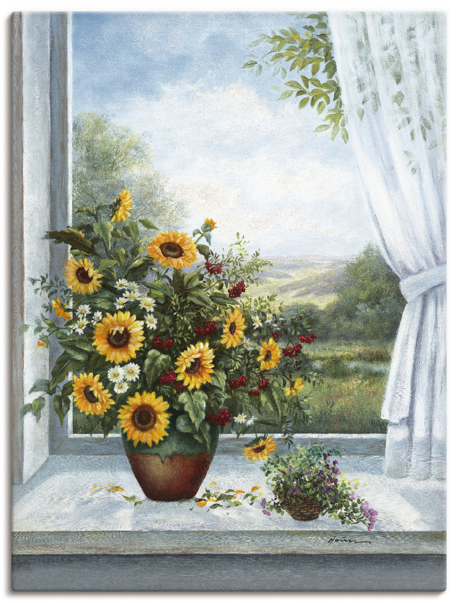 Artland Wandbild »Sonnenblumen am Fenster«, Arrangements, (1 St.), als Leinwandbild, Poster, Wandaufkleber in verschied. Grössen von Artland