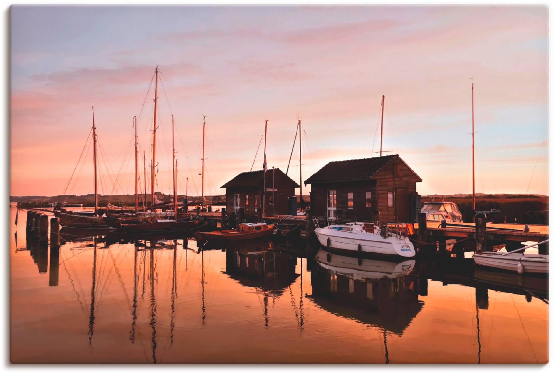 Artland Wandbild »Sonnenuntergang Hafen Meer«, Boote & Schiffe, (1 St.), als Alubild, Leinwandbild, Wandaufkleber oder Poster in versch. Grössen von Artland