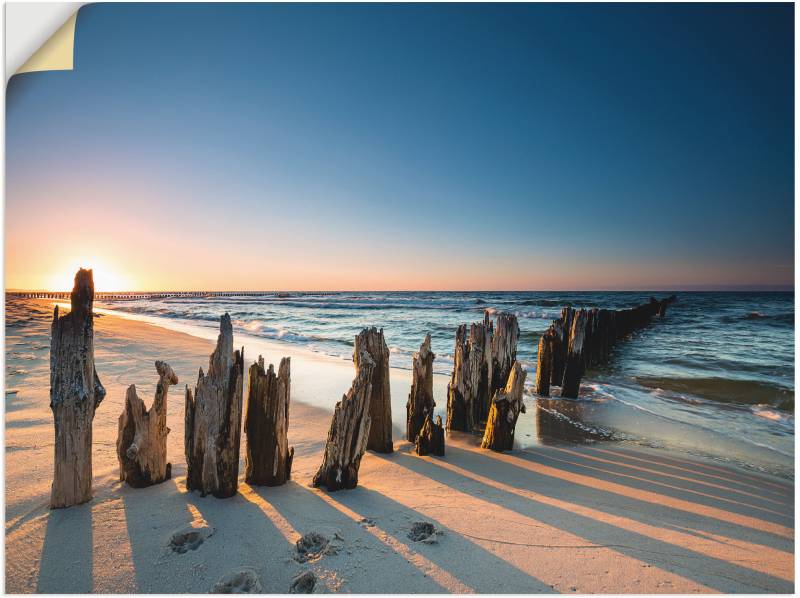 Artland Wandbild »Sonnenuntergang Strand Wellenbrecher«, Meer Bilder, (1 St.), als Alubild, Outdoorbild, Leinwandbild, Poster, Wandaufkleber von Artland