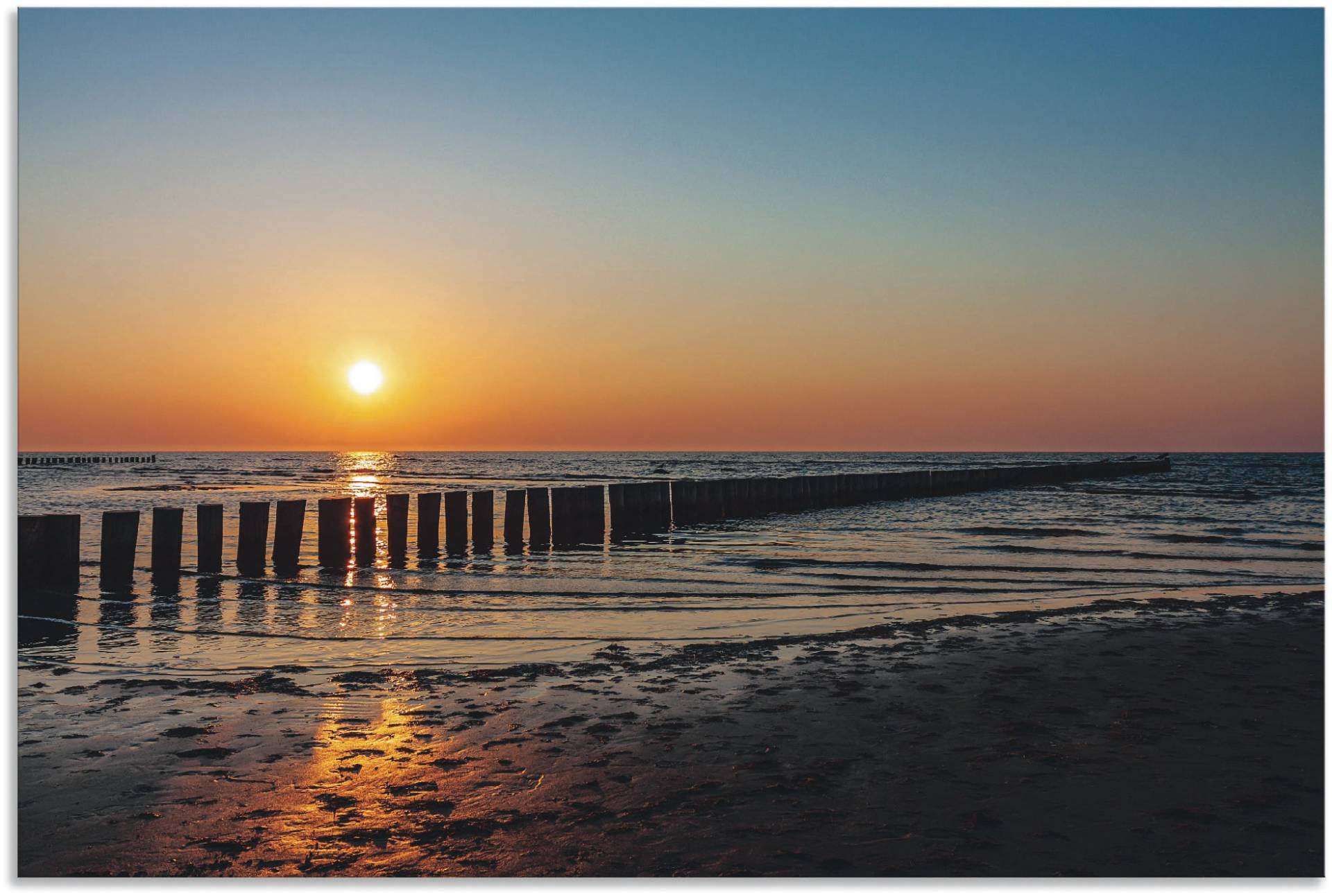 Artland Wandbild »Sonnenuntergang an Ostsee Insel Poel«, Bilder vom Sonnenuntergang & -aufgang (1 Stück), in vielen Grössen & Produktarten - Alubild / Outdoorbild, Leinwandbild, Poster, Wandaufkleber / Wandtattoo auch für Badezimmer geeignet von Artland