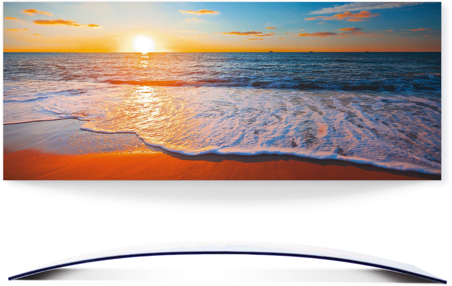 Artland Wandbild »Sonnenuntergang und das Meer«, Strand, (1 St.), 3D Optik gebogen von Artland