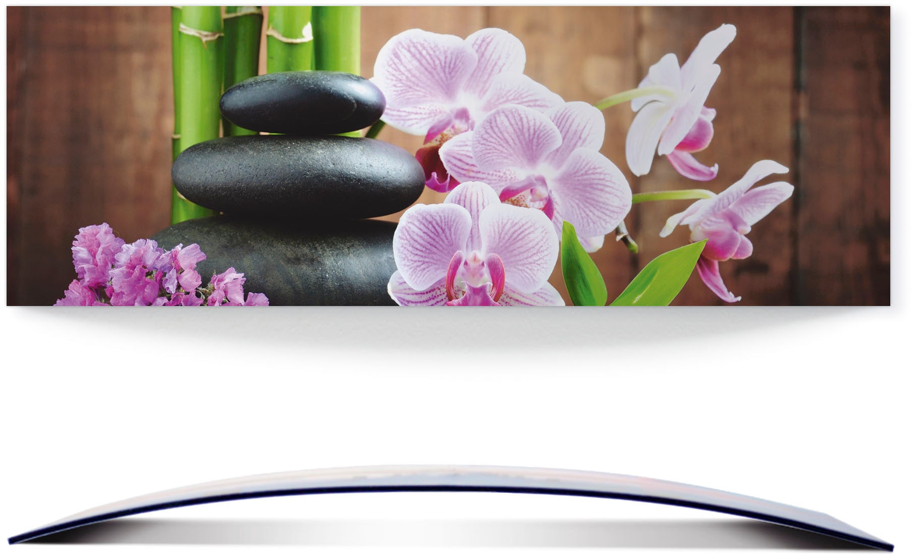 Artland Wandbild »Spa Konzept Zen Steinen Orchideen«, Zen, (1 St.), 3D Optik gebogen von Artland