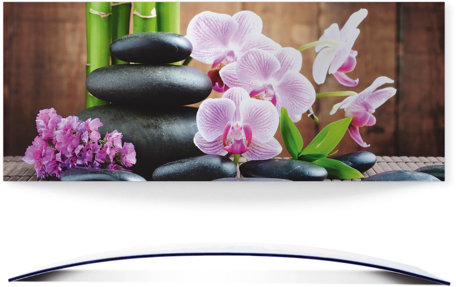 Artland Wandbild »Spa Konzept Zen Steinen Orchideen«, Zen, (1 St.), 3D Optik gebogen von Artland