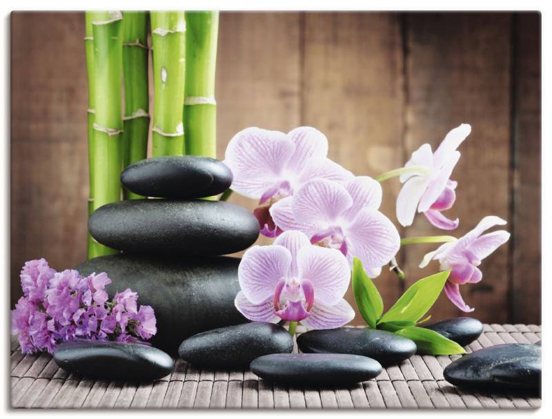 Artland Wandbild »Spa Konzept Zen Steinen Orchideen«, Zen, (1 St.), als Leinwandbild, Poster, Wandaufkleber in verschied. Grössen von Artland