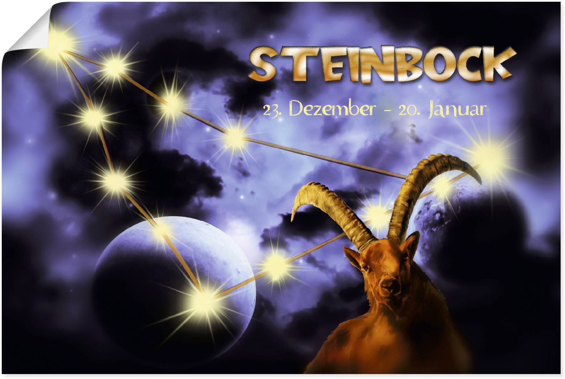 Artland Wandbild »Sternzeichen - Steinbock«, Bilder von Sternzeichen, (1 St.), als Leinwandbild, Poster in verschied. Grössen von Artland