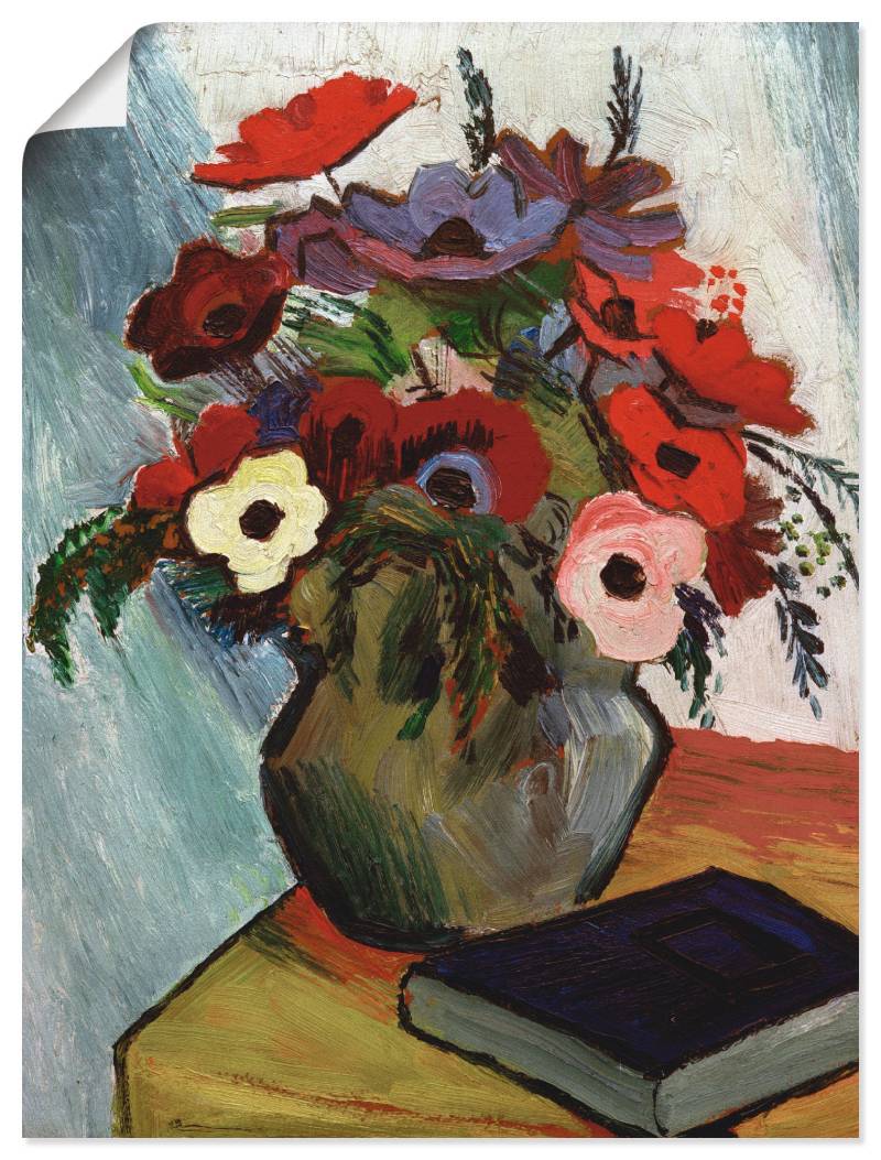 Artland Wandbild »Stilleben mit Anemonen und blauem Buch«, Arrangements, (1 St.), als Leinwandbild, Poster in verschied. Grössen von Artland