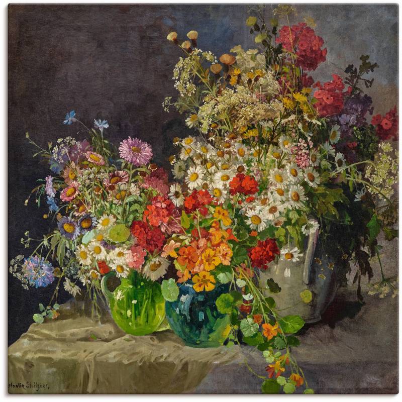 Artland Leinwandbild »Stillleben mit Wiesenblumen in Krügen.«, Arrangements, (1 St.), auf Keilrahmen gespannt von Artland