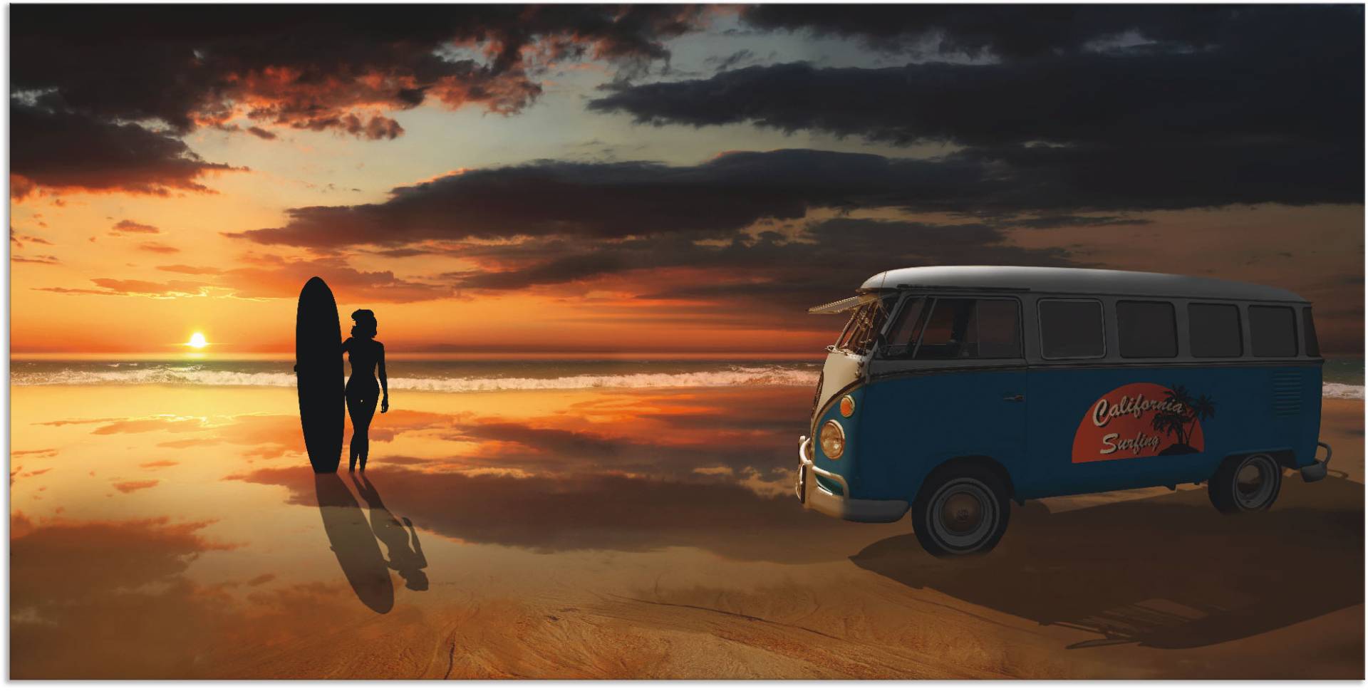 Artland Wandbild »Surfen in Kalifornien mit Bulli T1«, Küste, (1 St.), als Alubild, Outdoorbild, Leinwandbild, Poster, Wandaufkleber Artland Wandbild »Surfen in Kalifornien mit Bulli T1«, Küste, (1 St.), als Alubild, Outdoorbild, Leinwandbild, Poster, Wandaufkleber von Artland