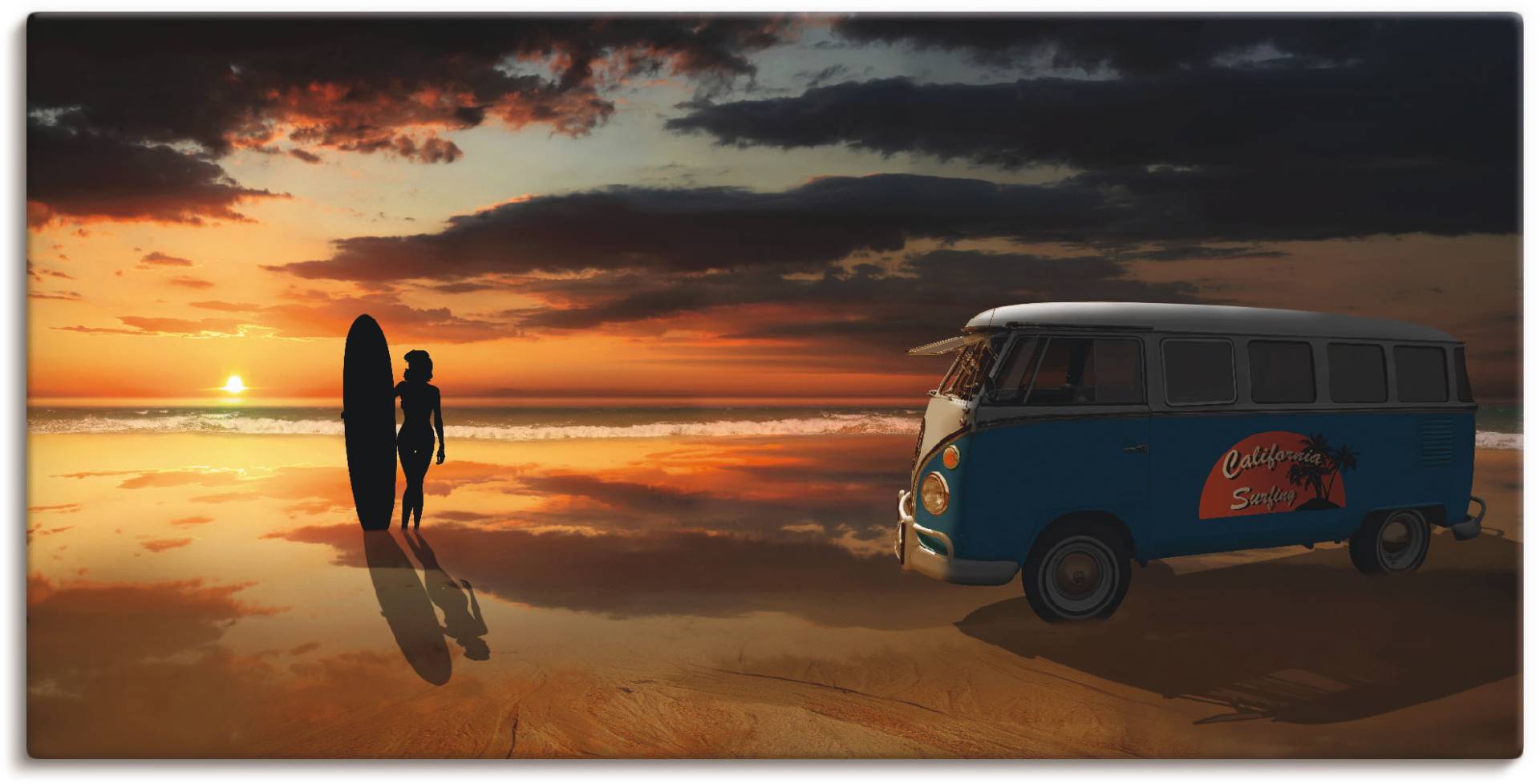 Artland Wandbild »Surfen in Kalifornien mit Bulli T1«, Küste, (1 St.), als Alubild, Outdoorbild, Leinwandbild, Poster, Wandaufkleber Artland Wandbild »Surfen in Kalifornien mit Bulli T1«, Küste, (1 St.), als Alubild, Outdoorbild, Leinwandbild, Poster, Wandaufkleber von Artland