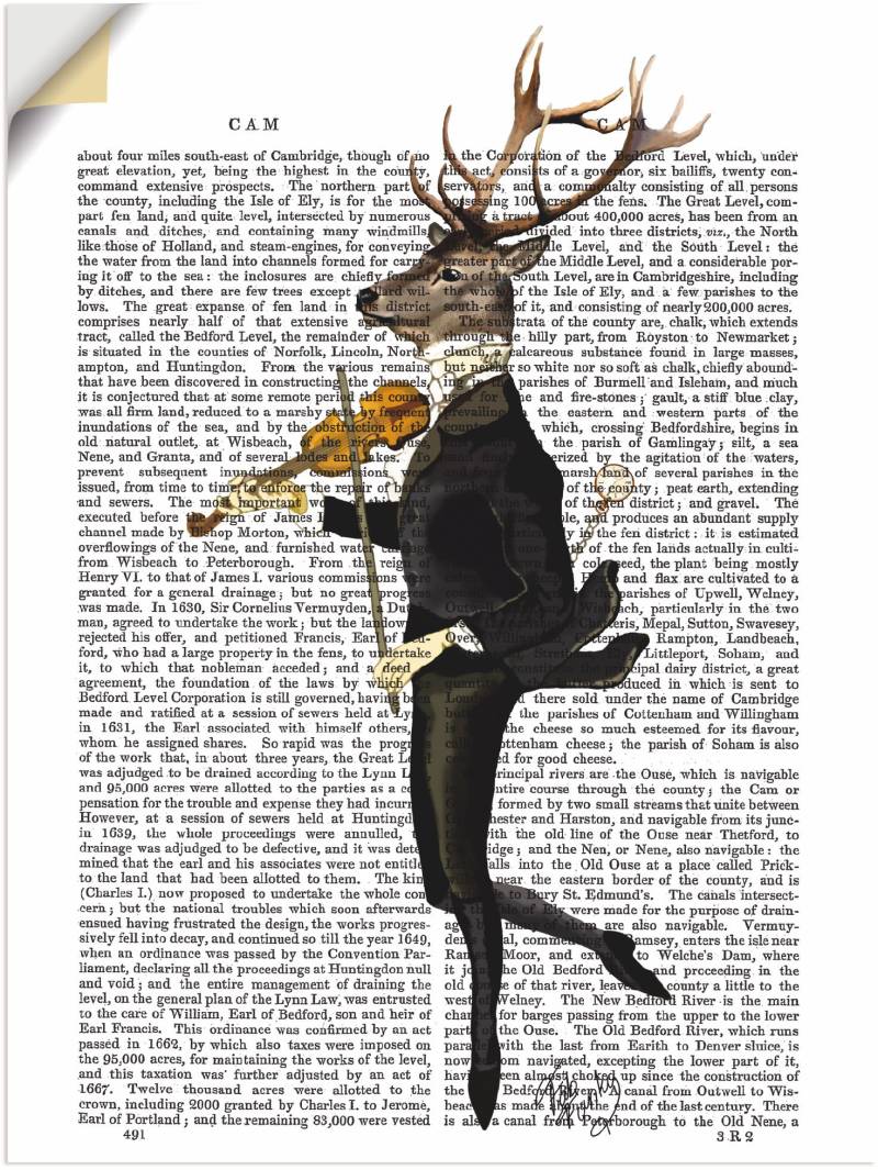 Artland Wandbild »Tanzender Hirsch mit Violine«, Humor, (1 St.), als Leinwandbild, Poster, Wandaufkleber in verschied. Grössen von Artland