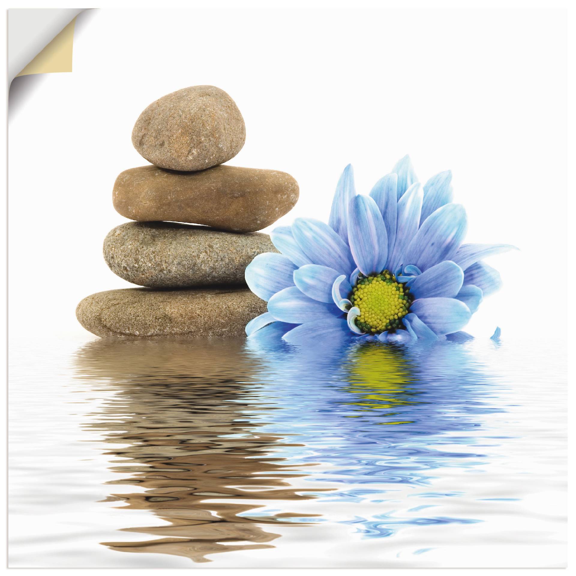 Artland Wandbild »Therapie-Steine mit einzelnen Blumen«, Zen, (1 St.), als Leinwandbild, Wandaufkleber in verschied. Grössen von Artland