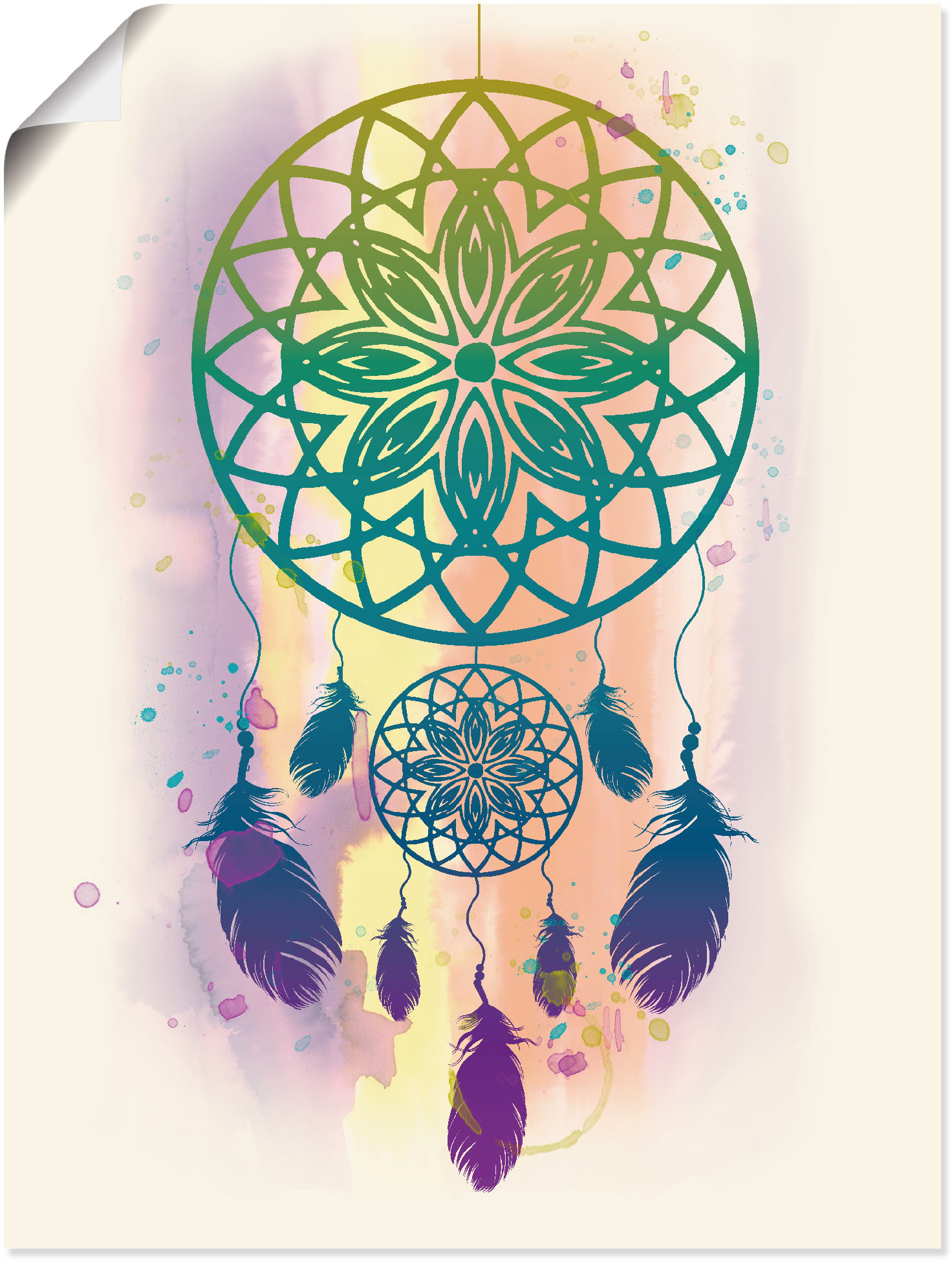 Artland Wandbild »Traumfänger Wasserfarbe«, Muster, (1 St.), als Leinwandbild, Poster, Wandaufkleber in verschied. Grössen von Artland