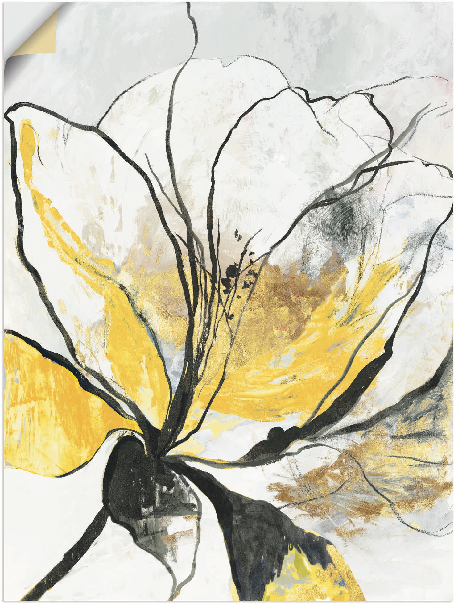 Artland Wandbild »Umrissenes Blumenmuster I gelbe Version«, Blumenbilder, (1 St.), als Alubild, Outdoorbild, Leinwandbild, Poster, Wandaufkleber von Artland