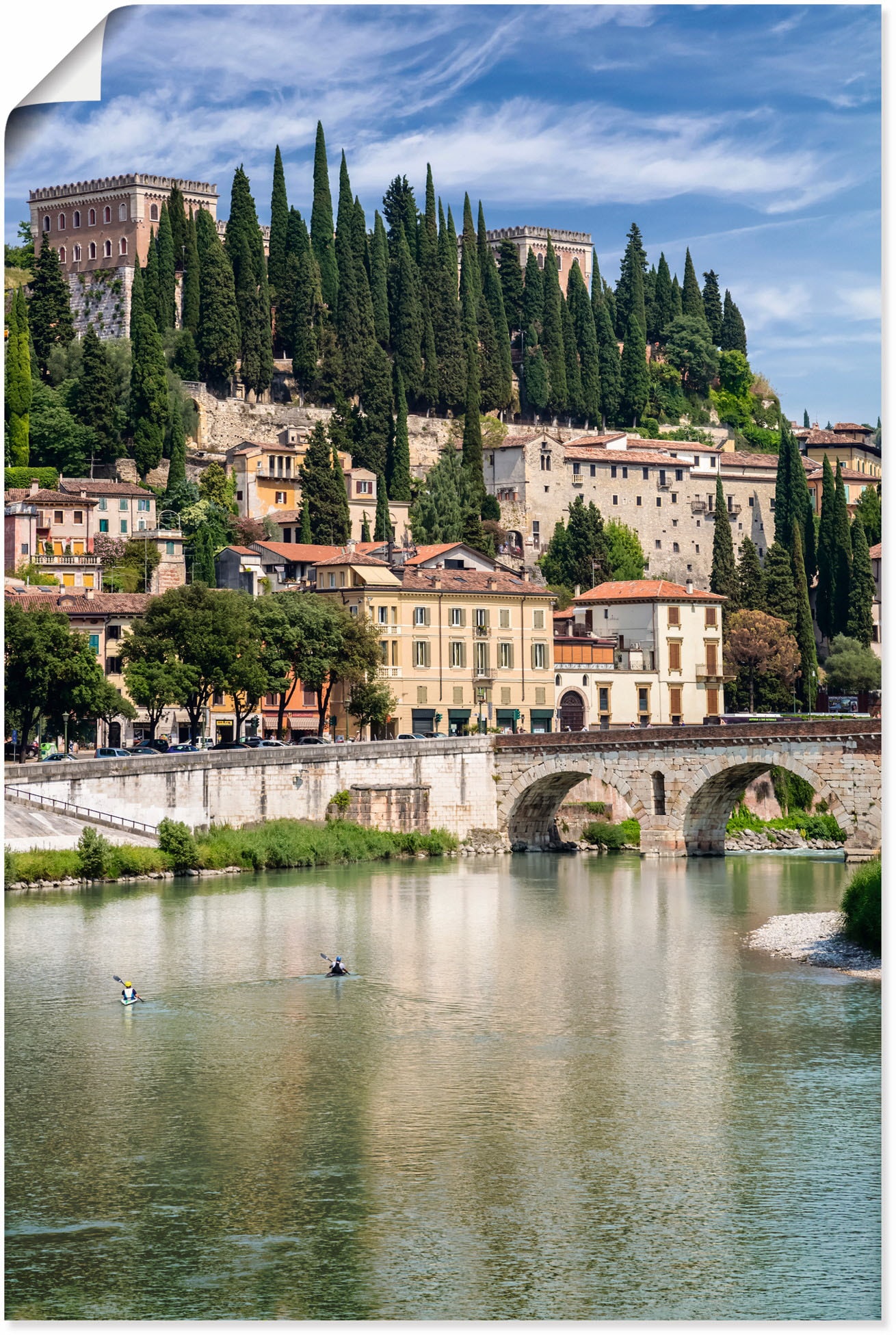 Artland Wandbild »VERONA Etsch und Hügel San Pietro«, Italien, (1 St.), als Alubild, Leinwandbild, Wandaufkleber oder Poster in versch. Grössen von Artland