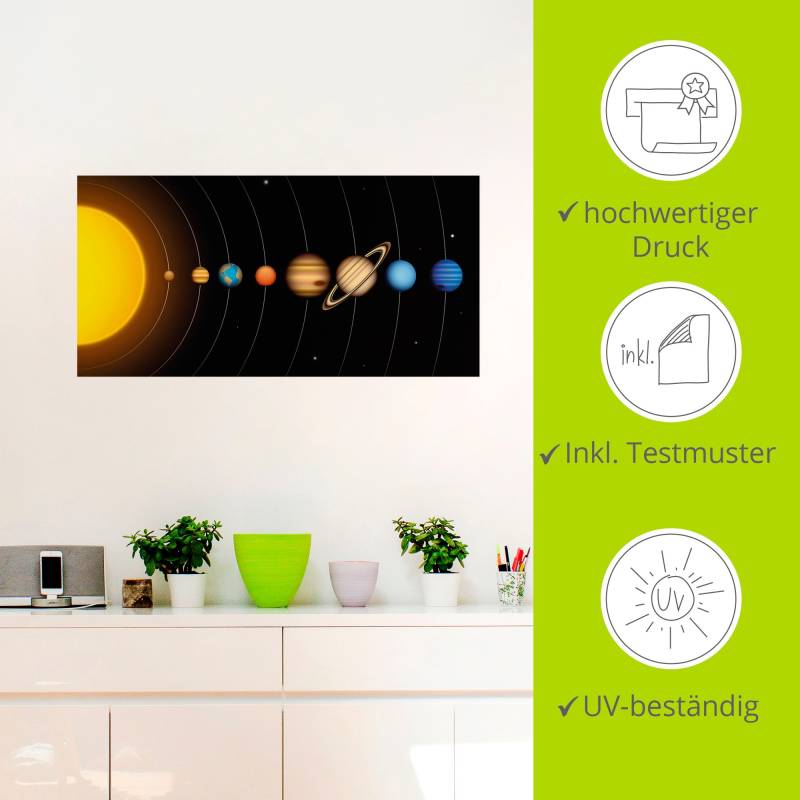 Artland Wandbild »Vector Sonnensystem mit Planeten«, Sonnensystem, (1 St.), als Alubild, Outdoorbild, Leinwandbild, Poster, Wandaufkleber von Artland