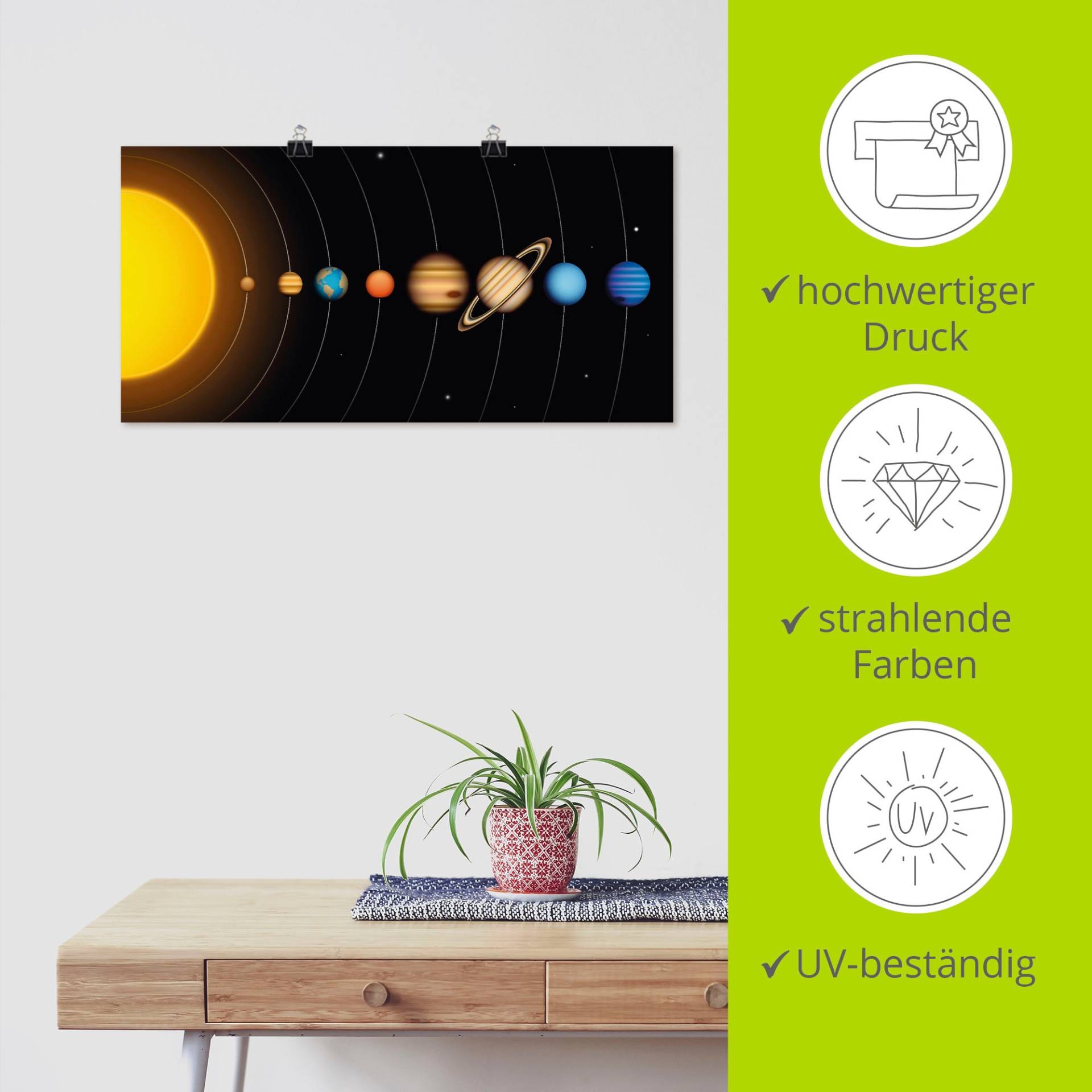 Artland Wandbild »Vector Sonnensystem mit Planeten«, Sonnensystem, (1 St.), als Alubild, Outdoorbild, Leinwandbild, Poster, Wandaufkleber von Artland