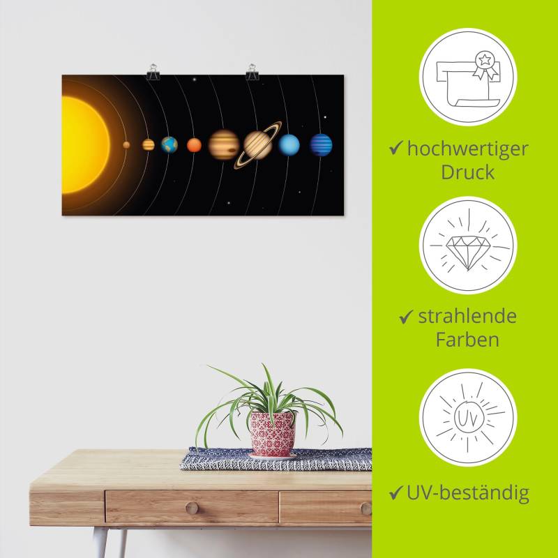 Artland Wandbild »Vector Sonnensystem mit Planeten«, Sonnensystem, (1 St.), als Alubild, Outdoorbild, Leinwandbild, Poster, Wandaufkleber von Artland