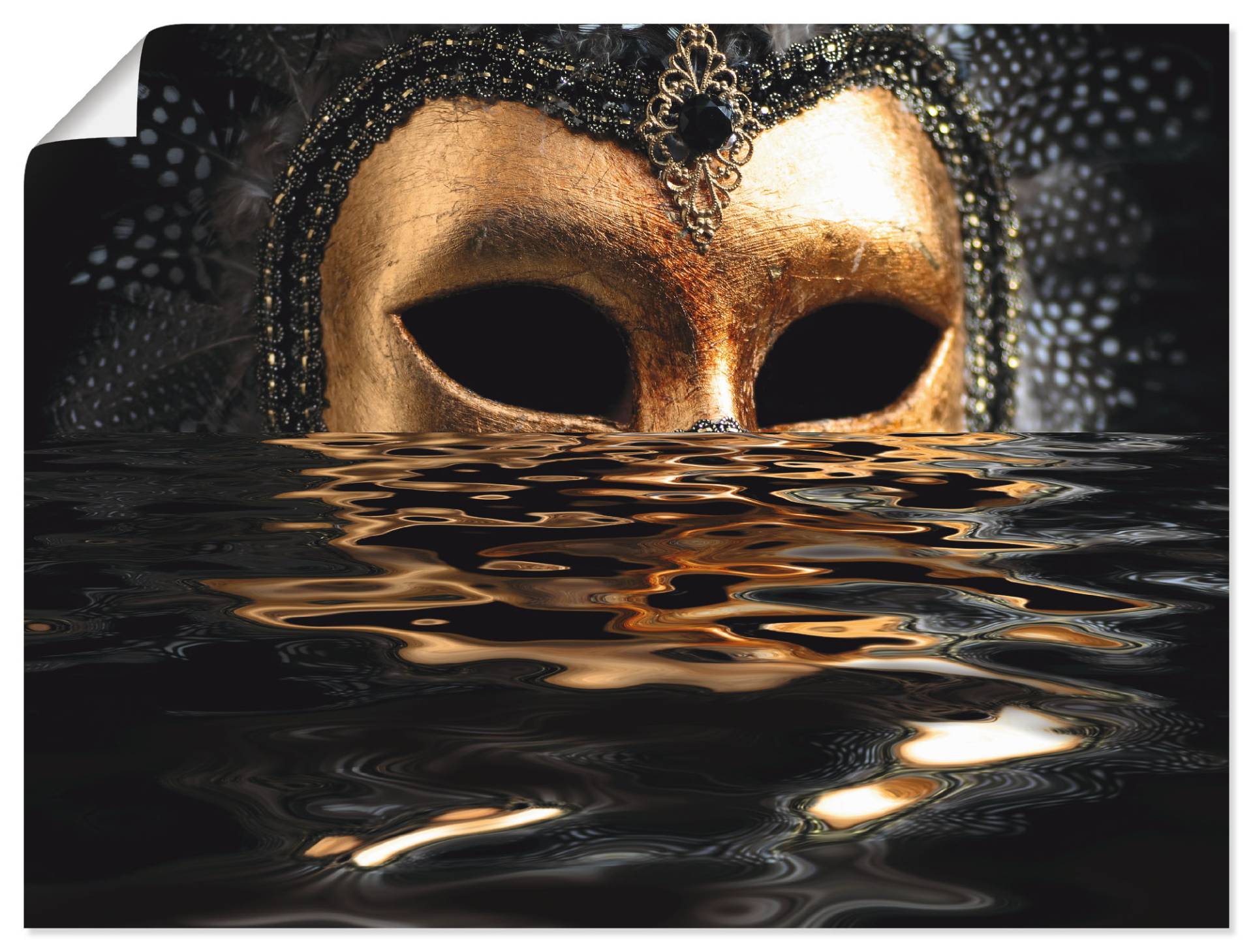 Artland Wandbild »Venezianische Maske mit Blattgold«, Karneval, (1 St.), als Alubild, Outdoorbild, Leinwandbild, Poster, Wandaufkleber von Artland