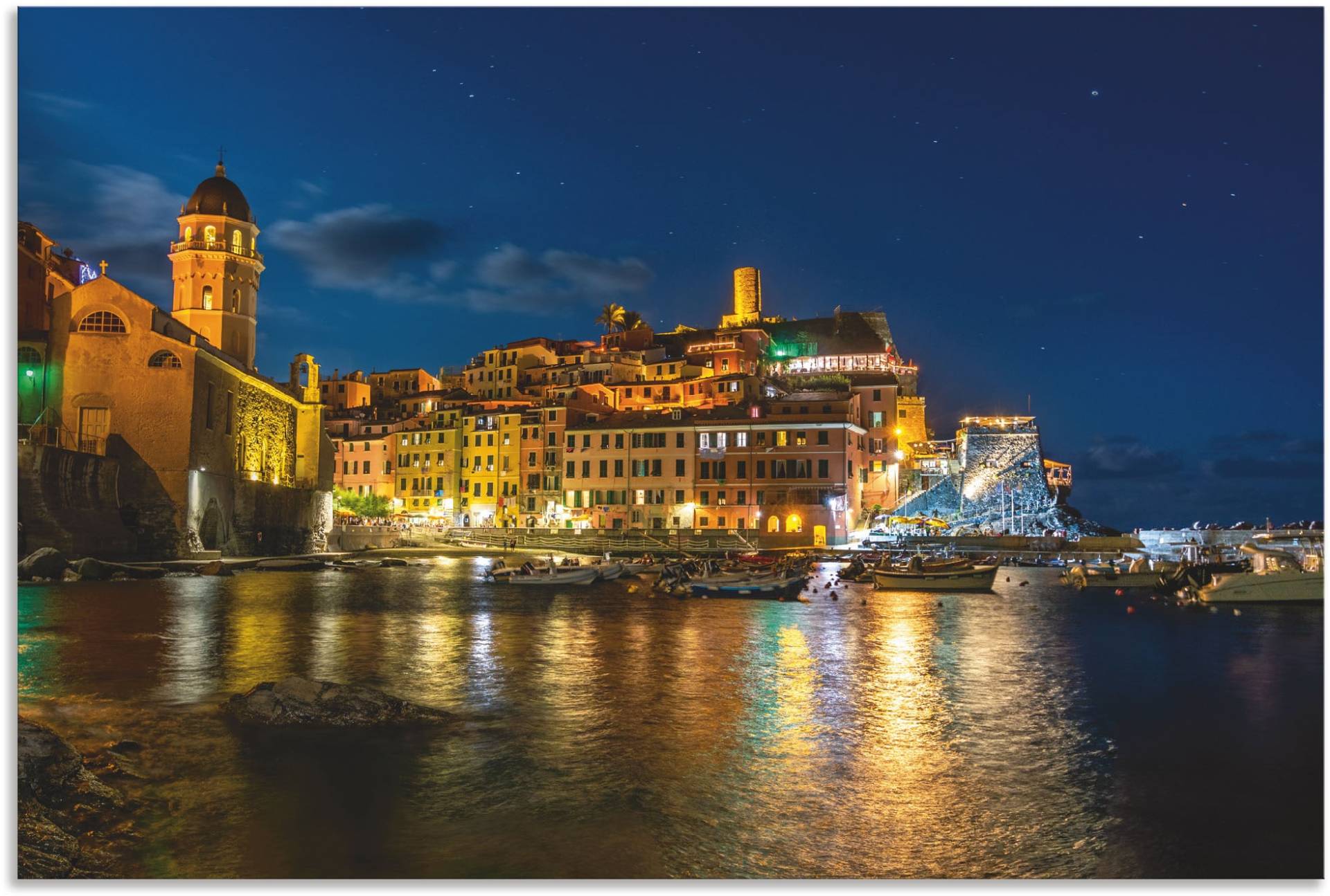 Artland Wandbild »Vernazza in der Cinque Terre in Italien bei Nacht«, Italien, (1 St.), als Alubild, Leinwandbild, Wandaufkleber oder Poster in versch. Grössen von Artland