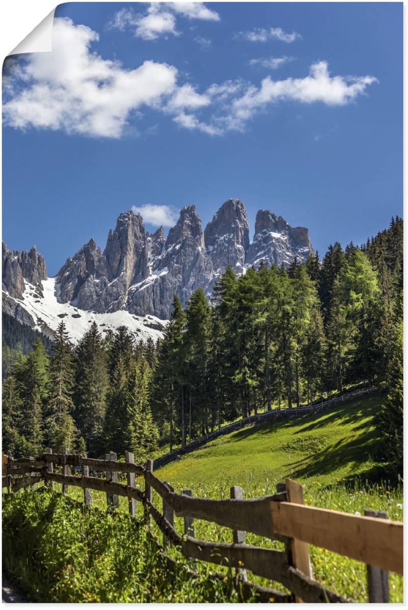 Artland Wandbild »Villnösstal mit Dolomiten, Südtirol«, Berge & Alpenbilder, (1 St.), als Leinwandbild, Poster in verschied. Grössen von Artland