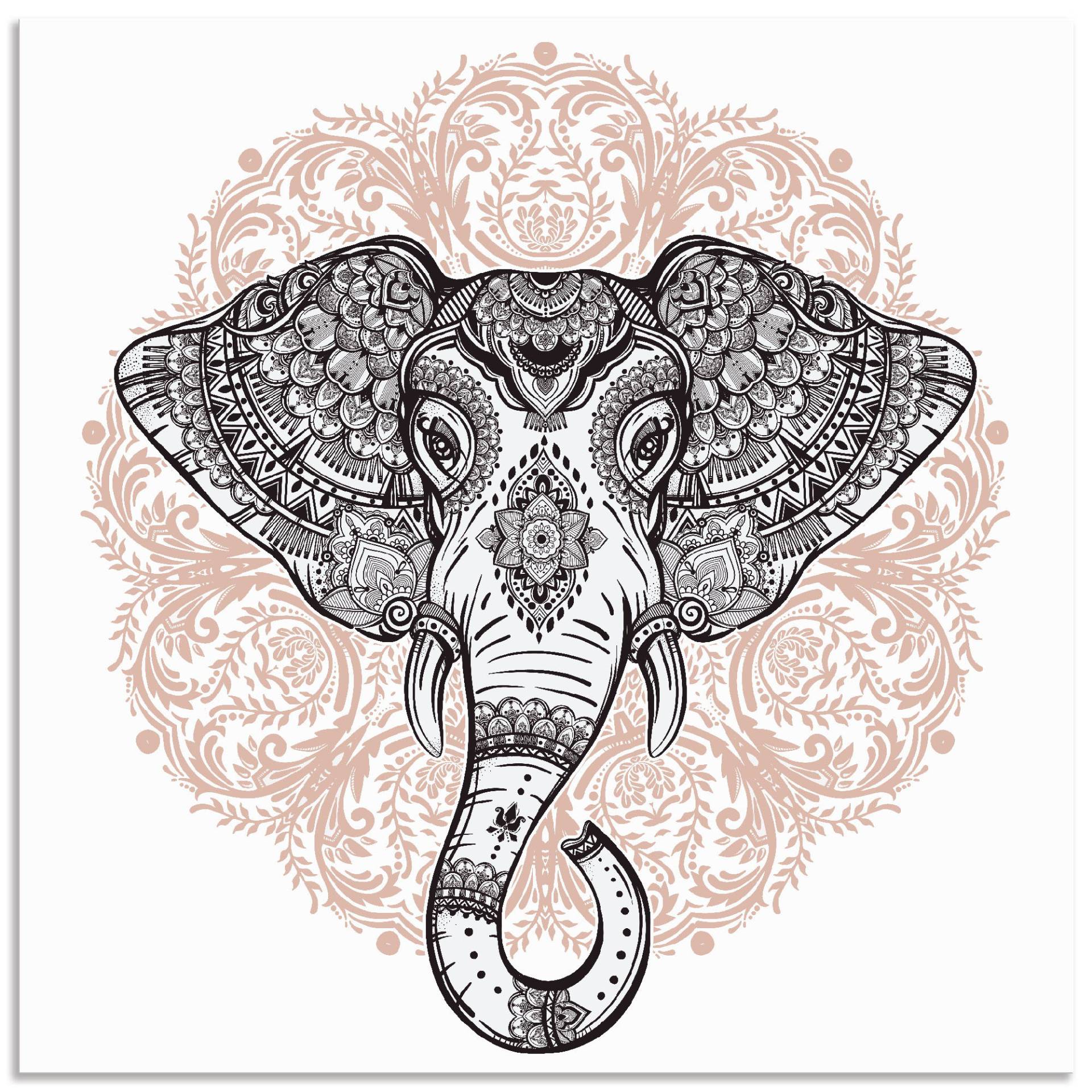 Artland Wandbild »Vintage Mandala Elefant«, Wildtiere, (1 St.), als Leinwandbild, Poster, Wandaufkleber in verschied. Grössen von Artland