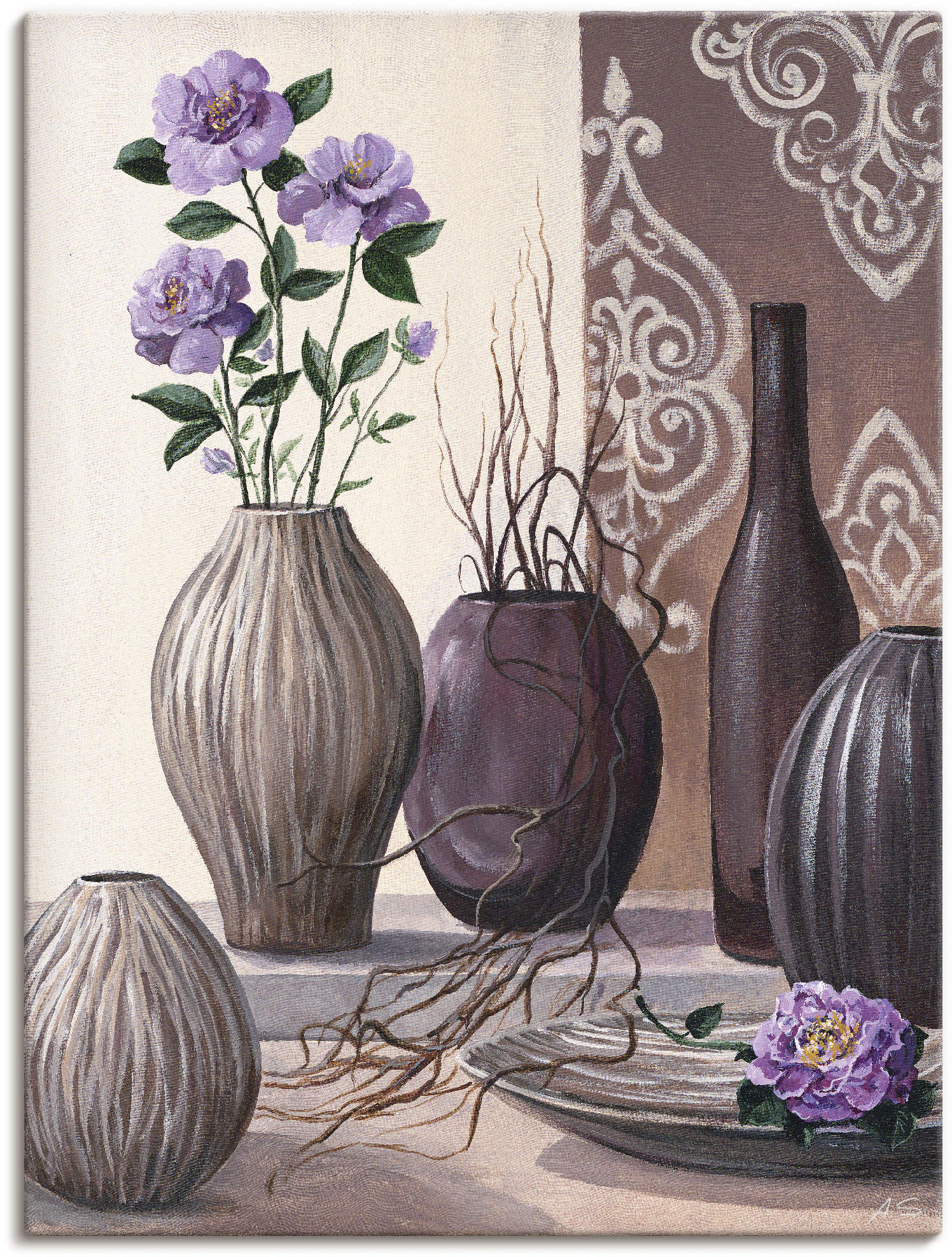 Artland Wandbild »Violette Rosen und braune Vasen«, Vasen & Töpfe, (1 St.), als Leinwandbild in verschied. Grössen Artland Wandbild »Violette Rosen und braune Vasen«, Vasen & Töpfe, (1 St.), als Leinwandbild in verschied. Grössen von Artland