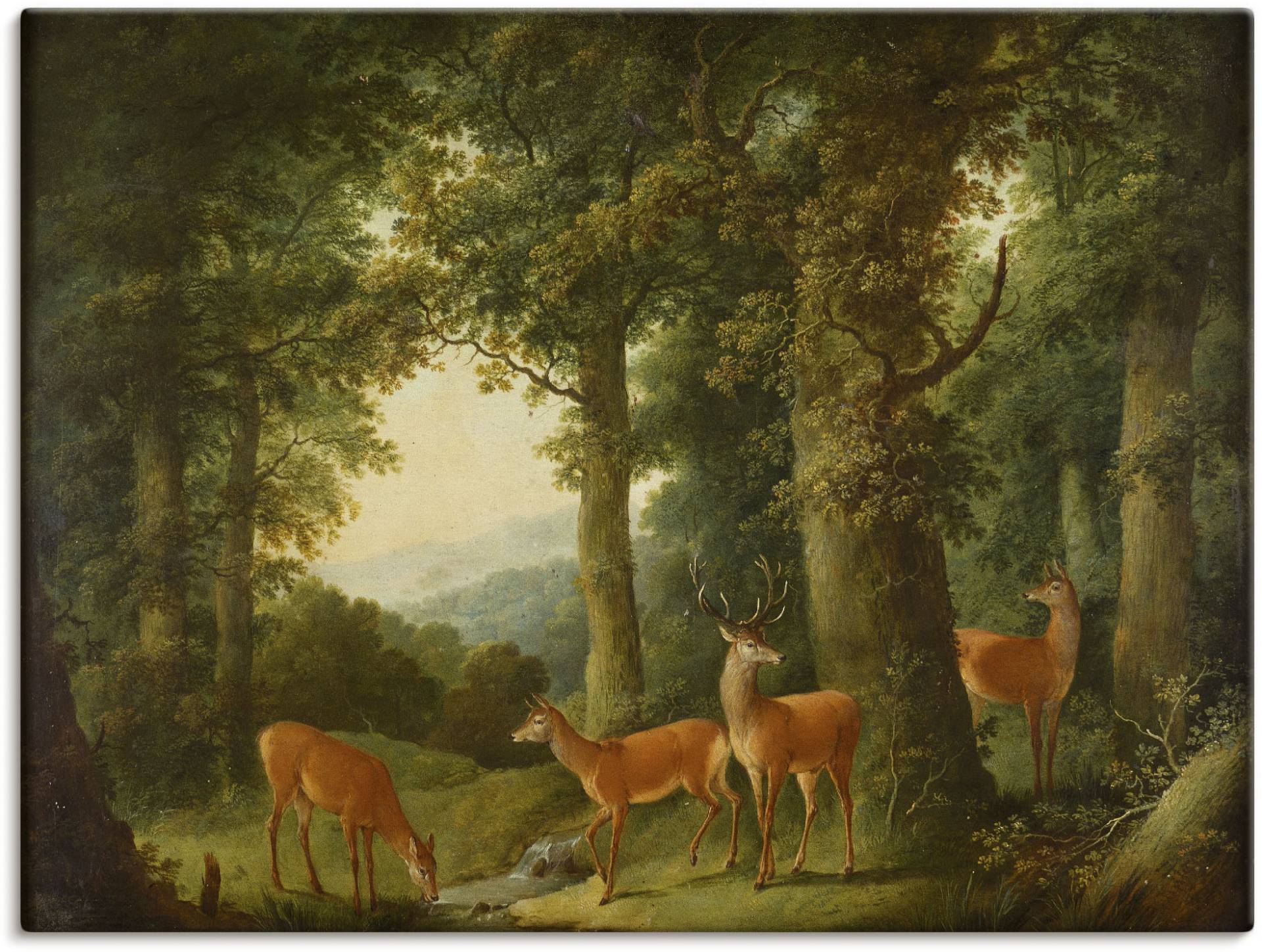 Artland Leinwandbild »Waldlandschaft mit Rotwild. Um 1760/70«, Wald, (1 St.), auf Keilrahmen gespannt von Artland