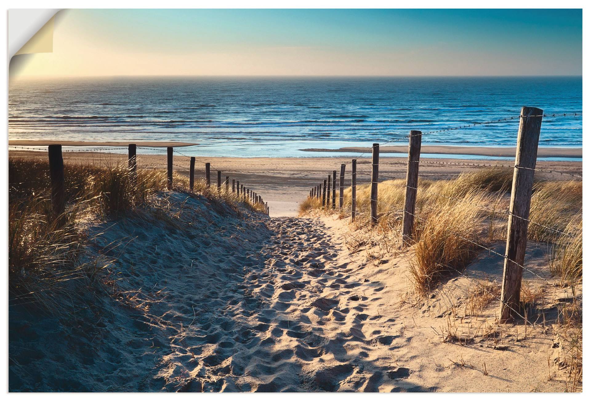 Artland Wandbild »Weg zum Nordseestrand Sonnenuntergang«, Strand, (1 St.), als Alubild, Outdoorbild, Leinwandbild, Poster, Wandaufkleber von Artland