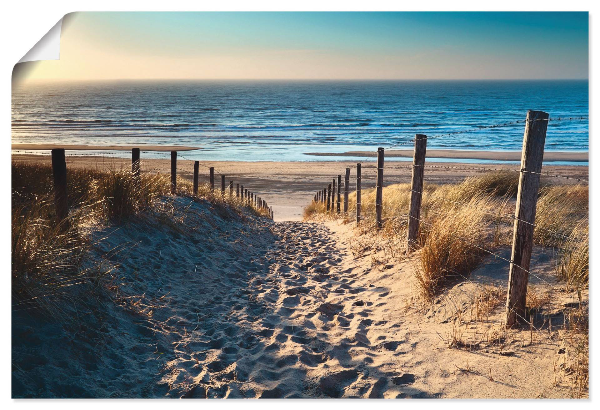 Artland Wandbild »Weg zum Nordseestrand Sonnenuntergang«, Strand, (1 St.), als Alubild, Outdoorbild, Leinwandbild, Poster, Wandaufkleber von Artland