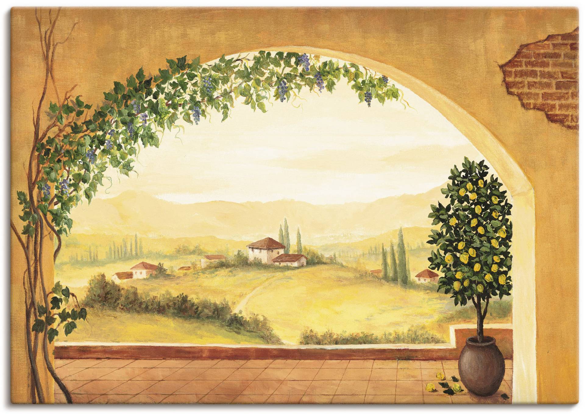 Artland Wandbild »Weinranken vor der Toskanalandschaft«, Fensterblick, (1 St.), als Leinwandbild, Poster in verschied. Grössen Artland Wandbild »Weinranken vor der Toskanalandschaft«, Fensterblick, (1 St.), als Leinwandbild, Poster in verschied. Grössen von Artland
