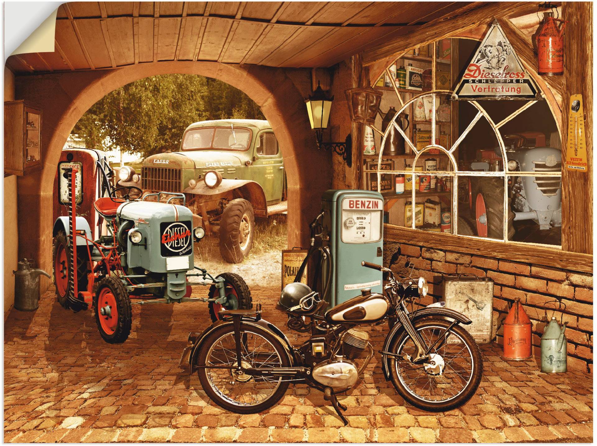 Artland Wandbild »Werkstatt mit Traktor und Motorrad«, Traktoren, (1 St.), als Alubild, Outdoorbild, Leinwandbild, Wandaufkleber, versch. Grössen Artland Wandbild »Werkstatt mit Traktor und Motorrad«, Traktoren, (1 St.), als Alubild, Outdoorbild, Leinwandbild, Wandaufkleber, versch. Grössen von Artland
